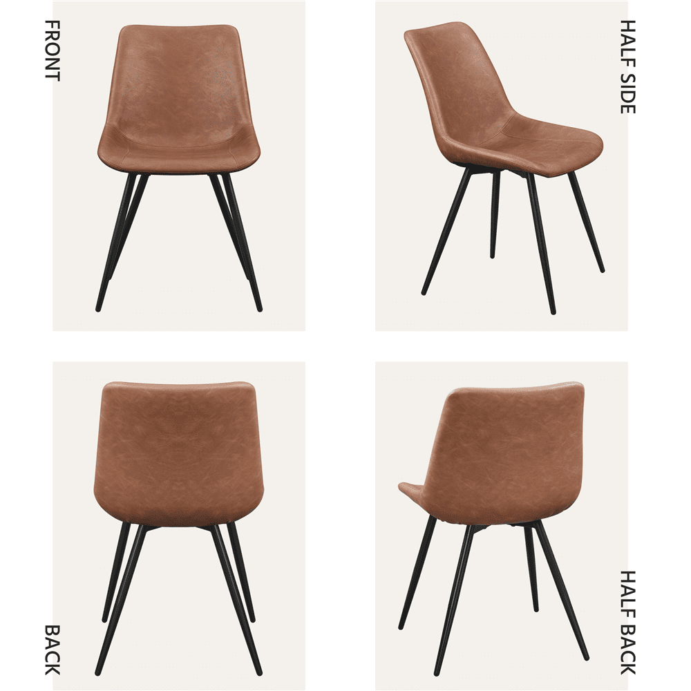 Alden Design 2PCS Faux Leather Dining Chairs with Metal Legs for Dining Room, Brown - Image 6
