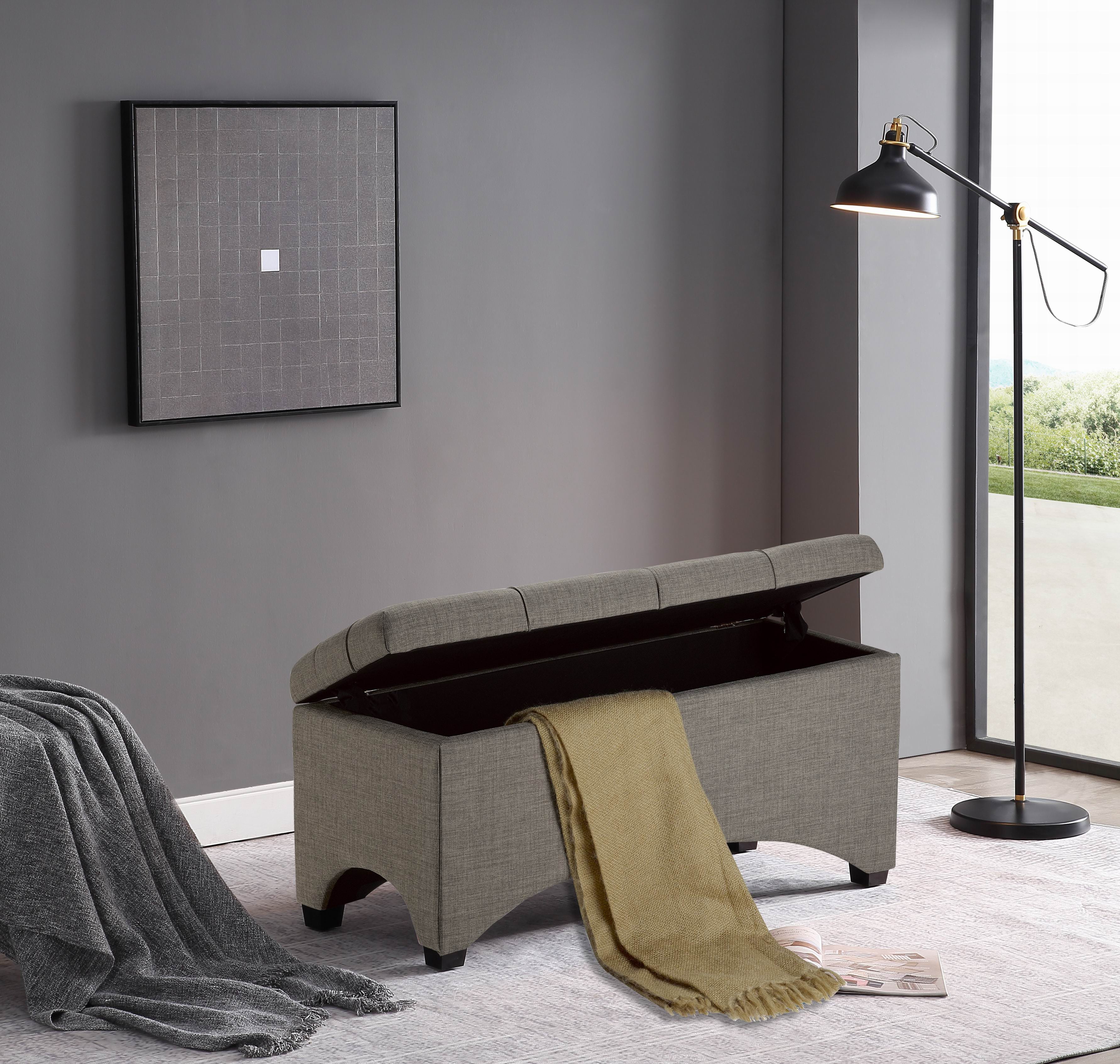 Better Homes & Gardens Pintucked 42" Storage Bench, Taupe - Image 3