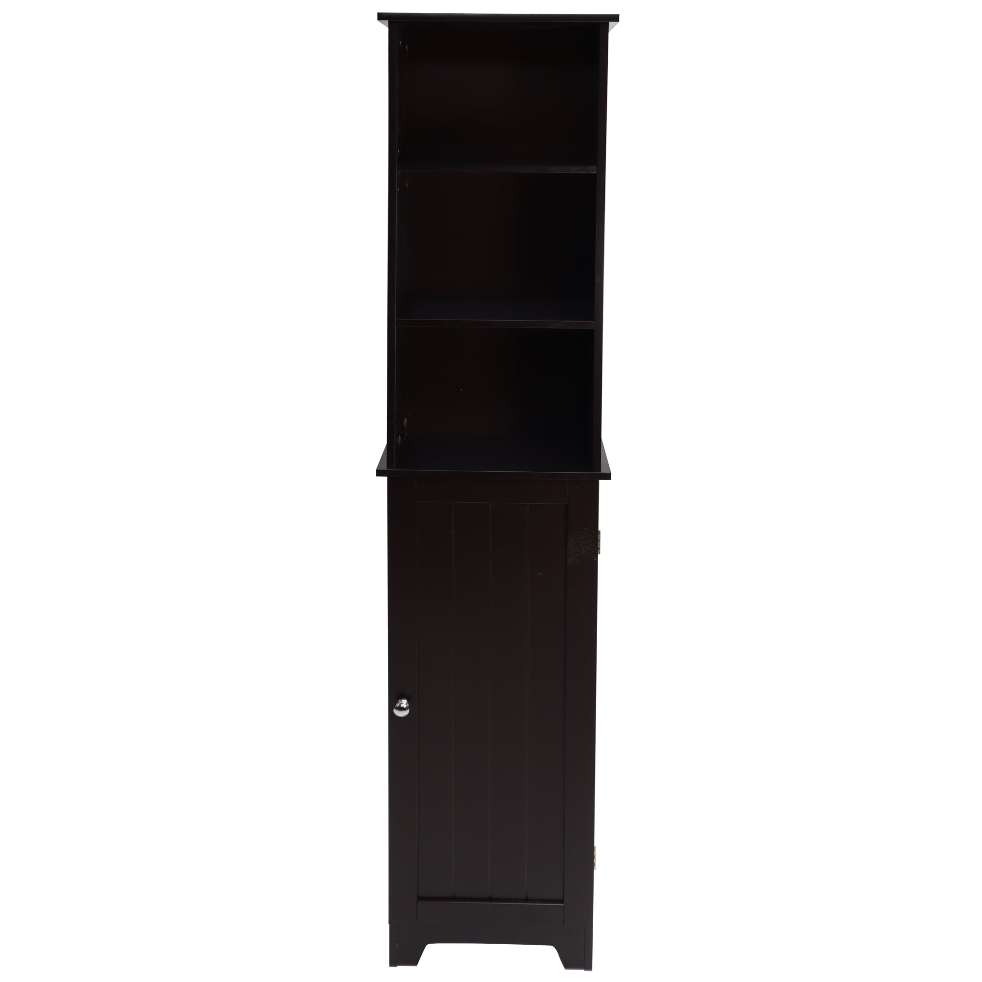 Contemporary Country Tall Floor Shelf with Lower Cabinet, Espresso - Image 2