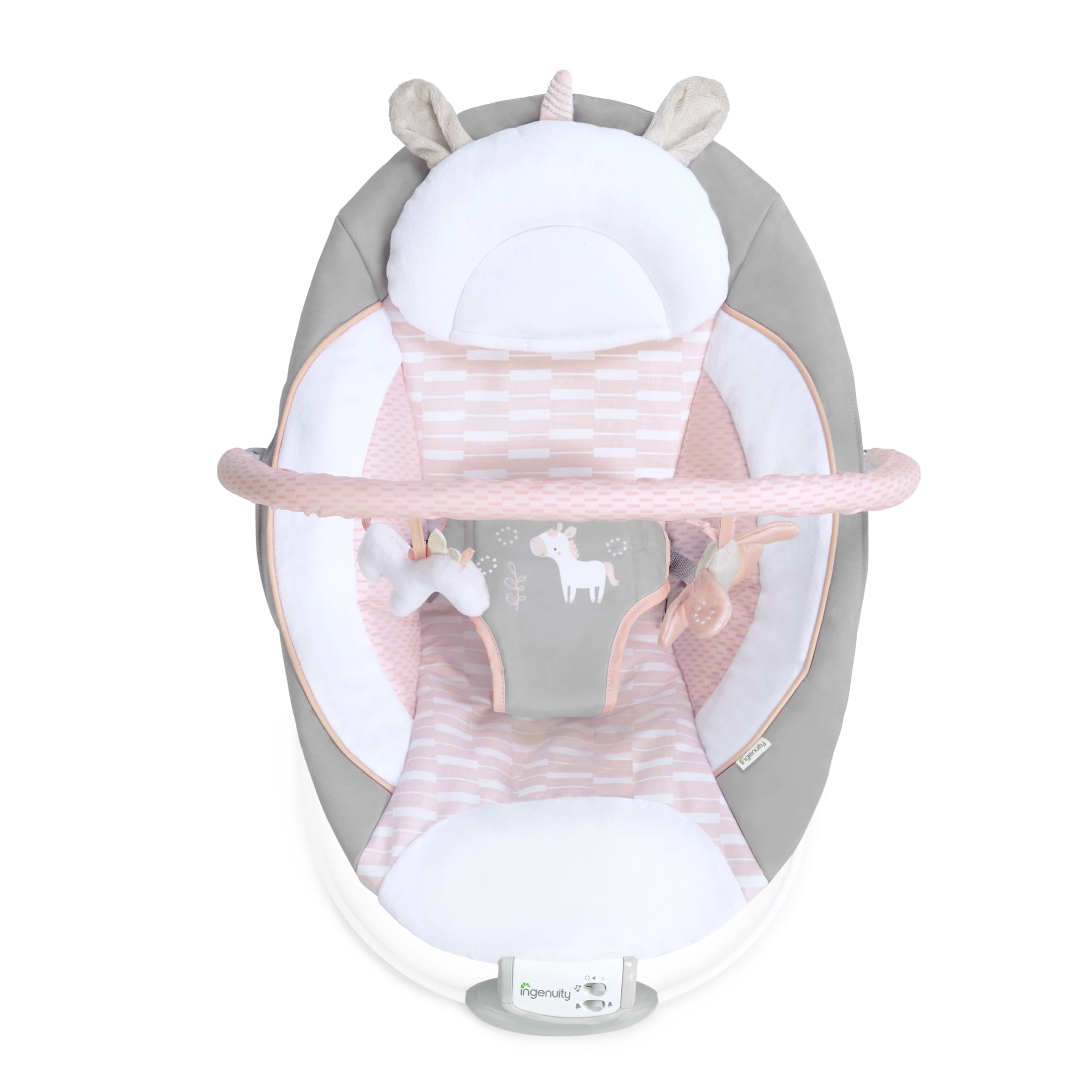 Ingenuity Flora the Unicorn Vibrating Infant Baby Bouncer, Pink - Image 6