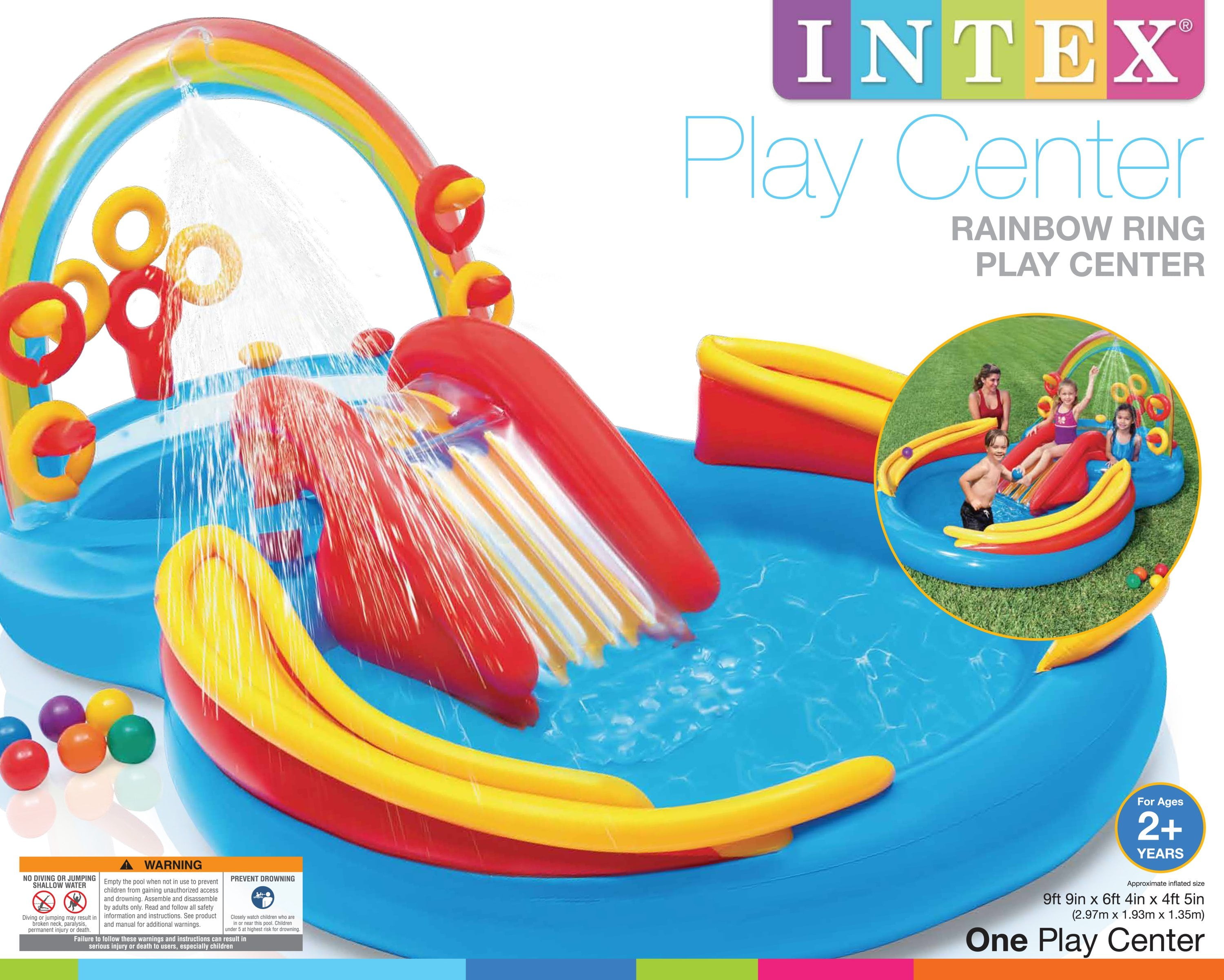 Intex 9.75 x 6.3 Ft Rainbow Slide Inflatable Pool Water Slide Ring Center - Image 2
