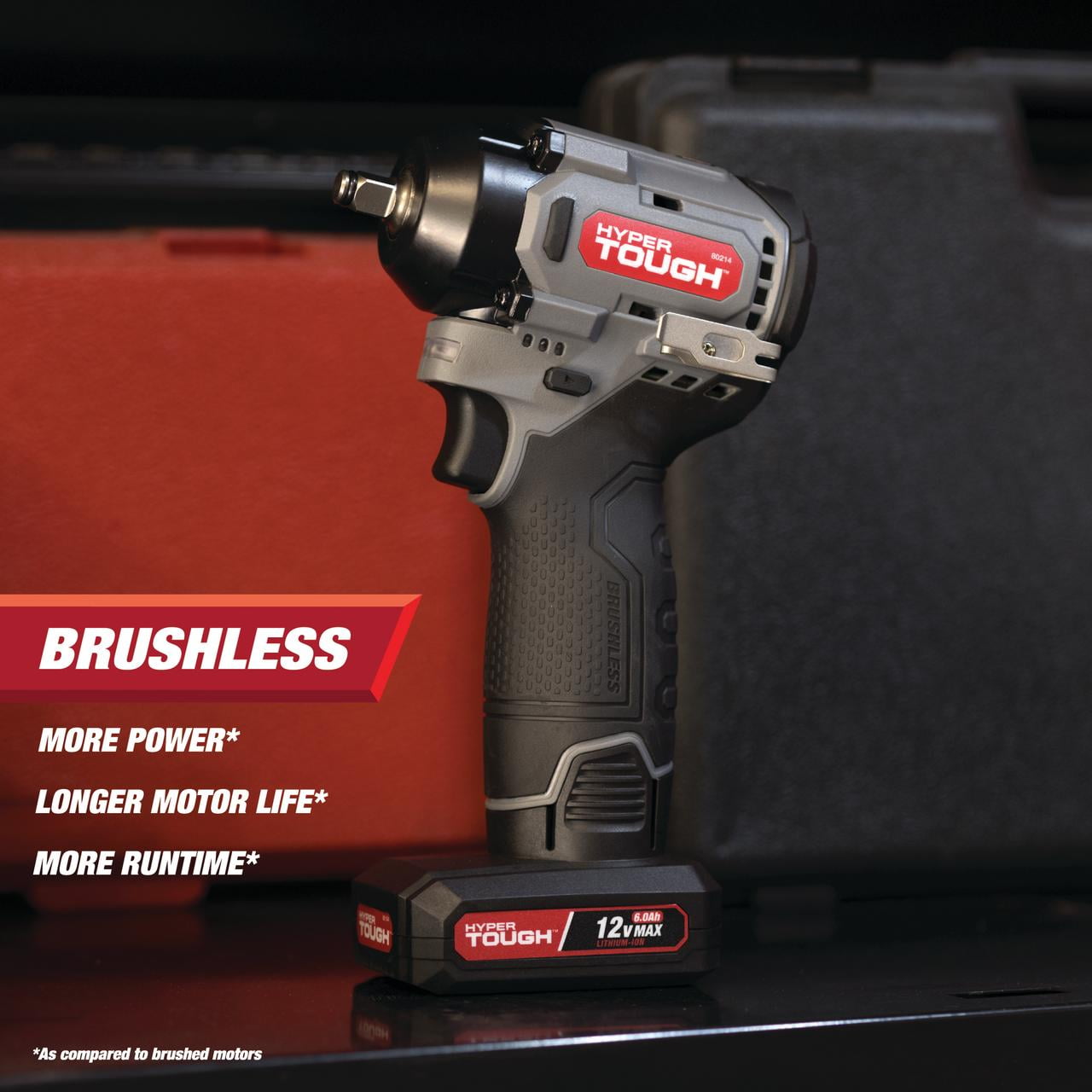 Hyper Tough 12V Max Cordless Brushless Impact Wrench with 4.0Ah Lithium-Ion Battery and Charger, 225 ft-lbs Torque - Image 8