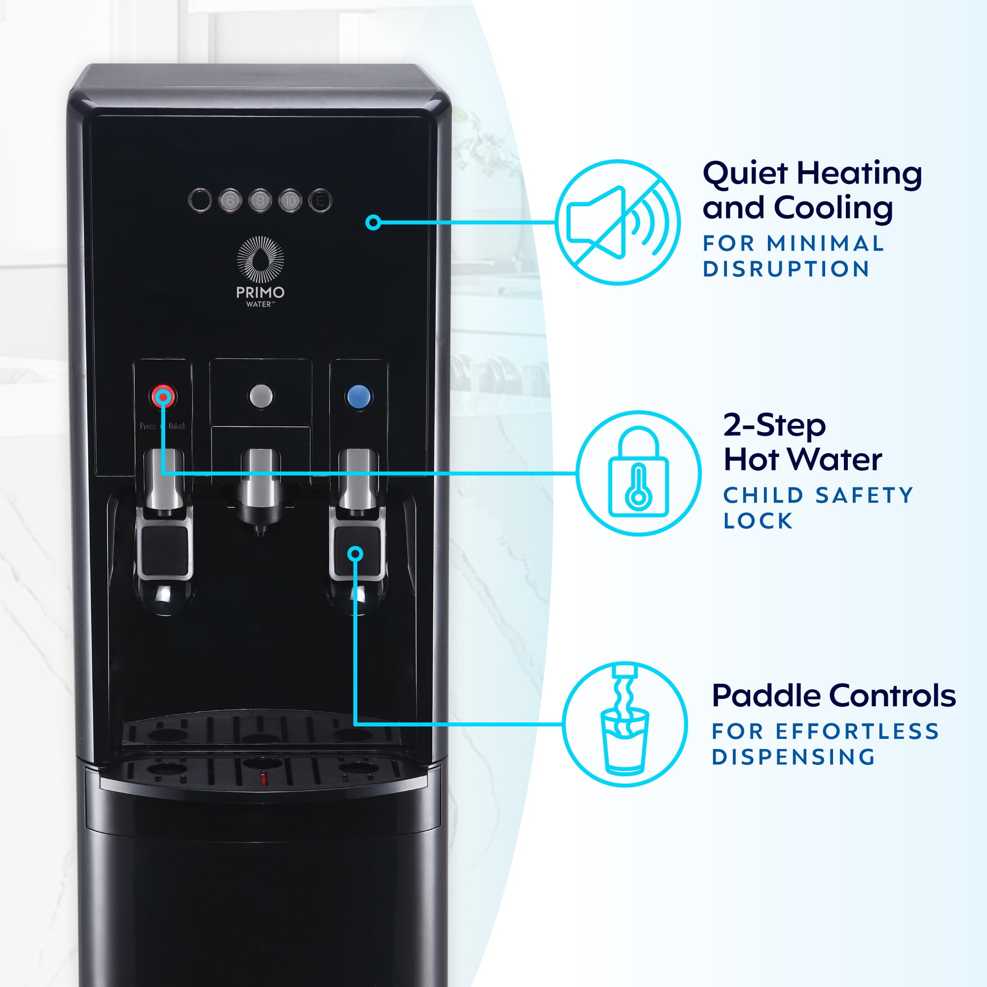 Primo Water® Bottom Loading Pro 2 Temp Water Dispenser with Single-Serve Coffee Maker, Black - Image 13