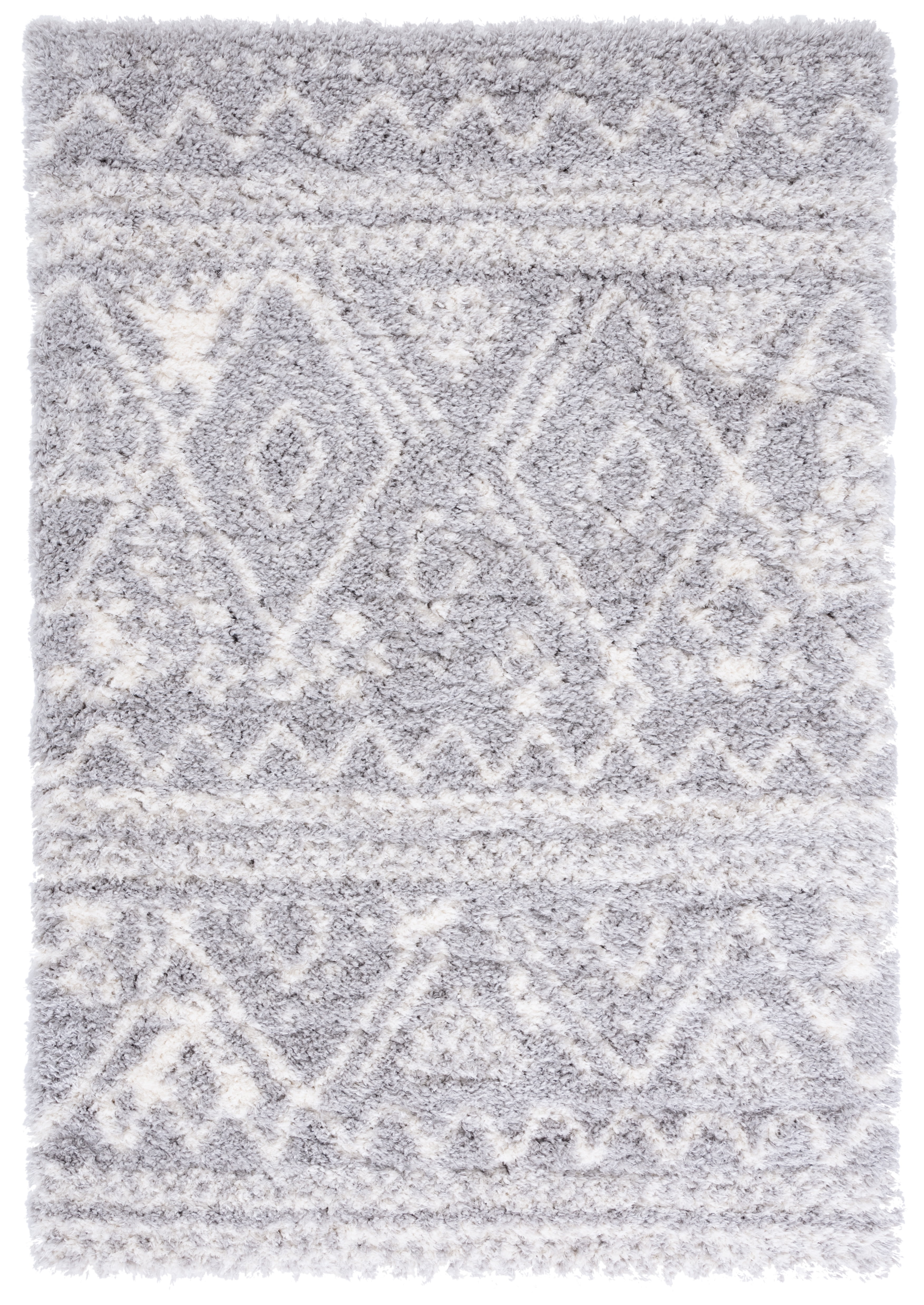 Safavieh Flokati Claudia Aztec Polyester Shag Area Rug, Gray/Ivory, 5'3" x 7'6" - Image 4