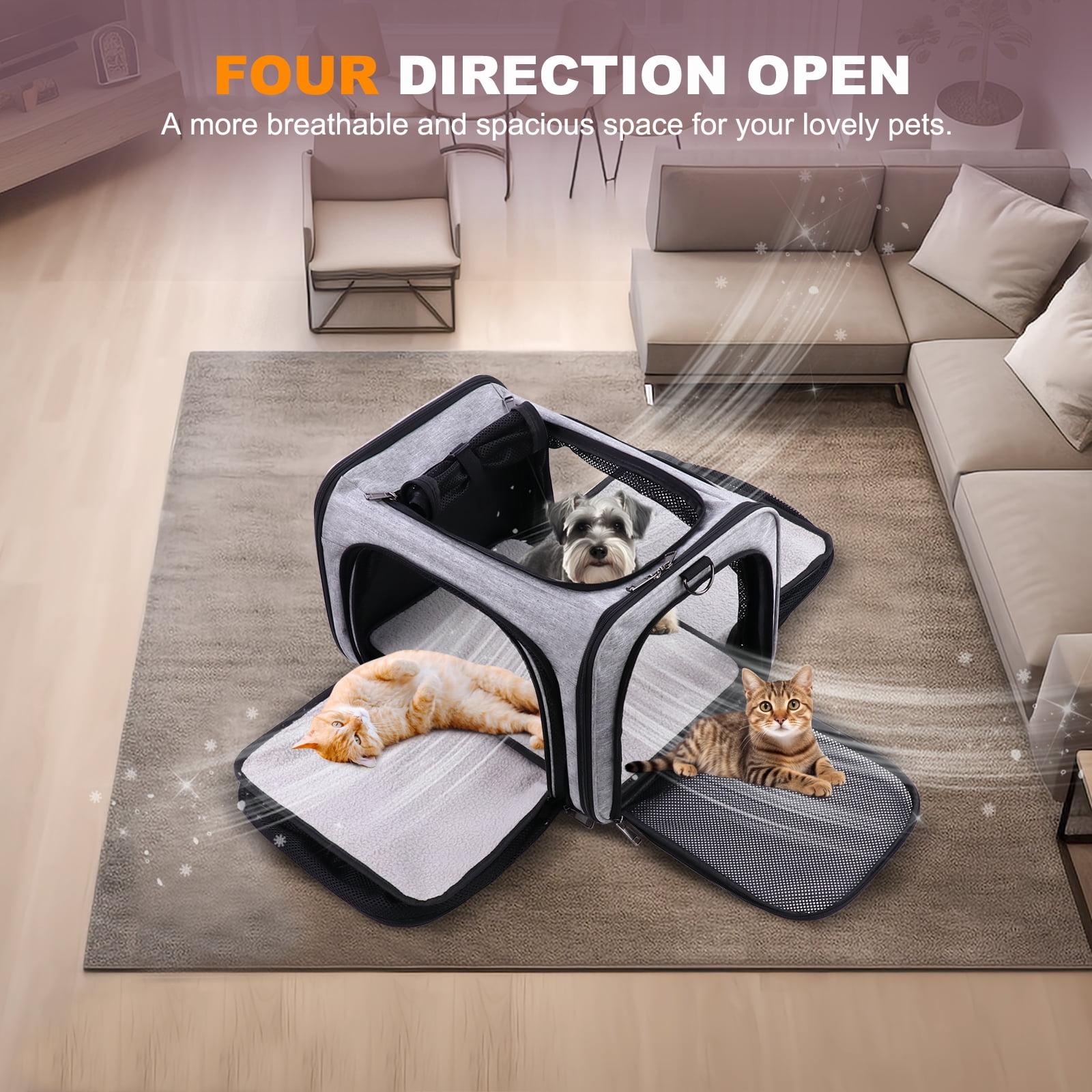 BEBANG Rolling Pet Carrier with Wheels, Foldable Airline Approved Dog Carriers for Small Dogs and Cats, Cat Carrier on Wheels, Pet Travel Carrier for Flight Camping Outdoor - Image 9