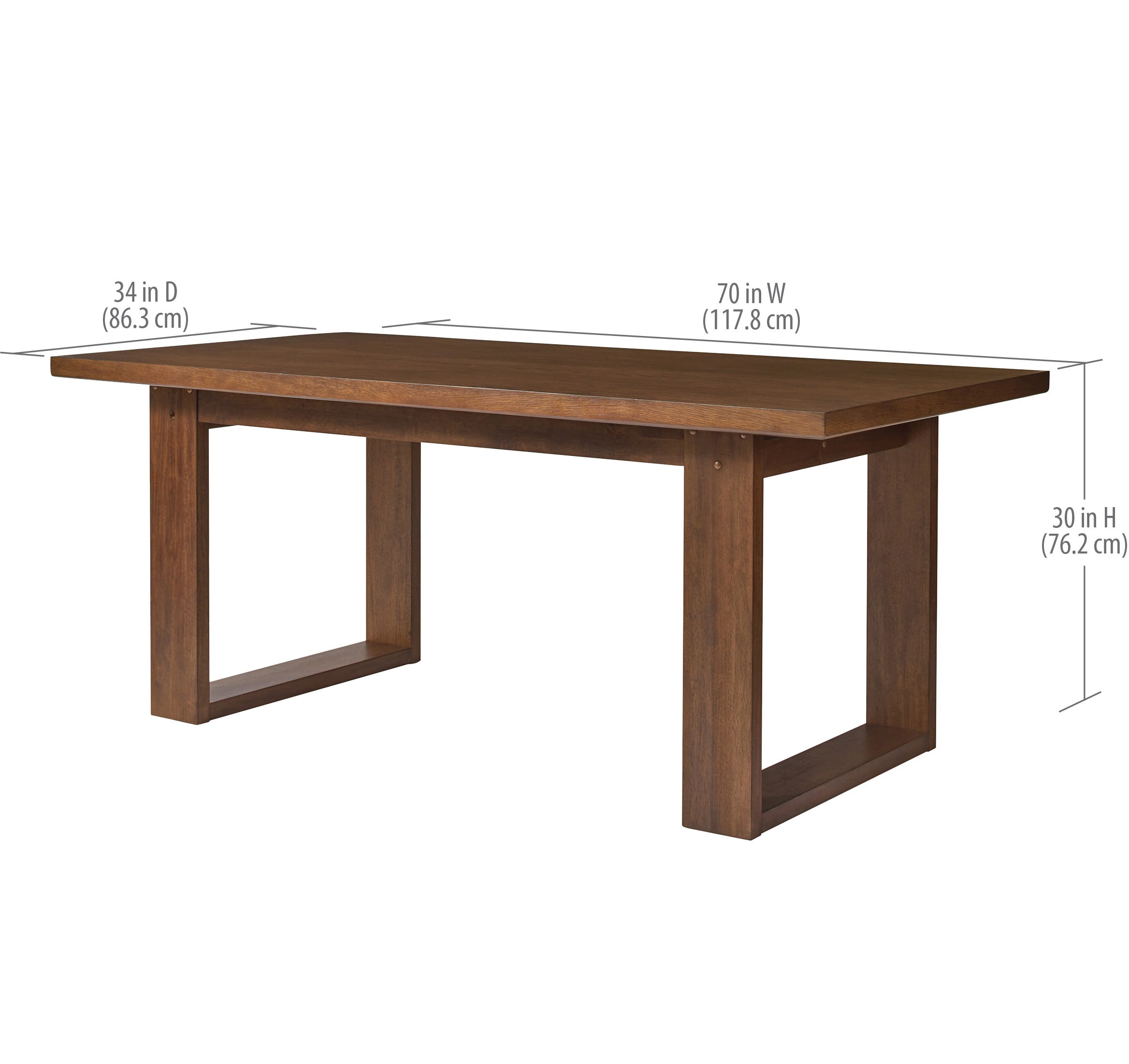 Better Homes & Gardens Ezra Collection Rectangular Double Pedestal Dining Table, 70 in, Walnut - Image 8