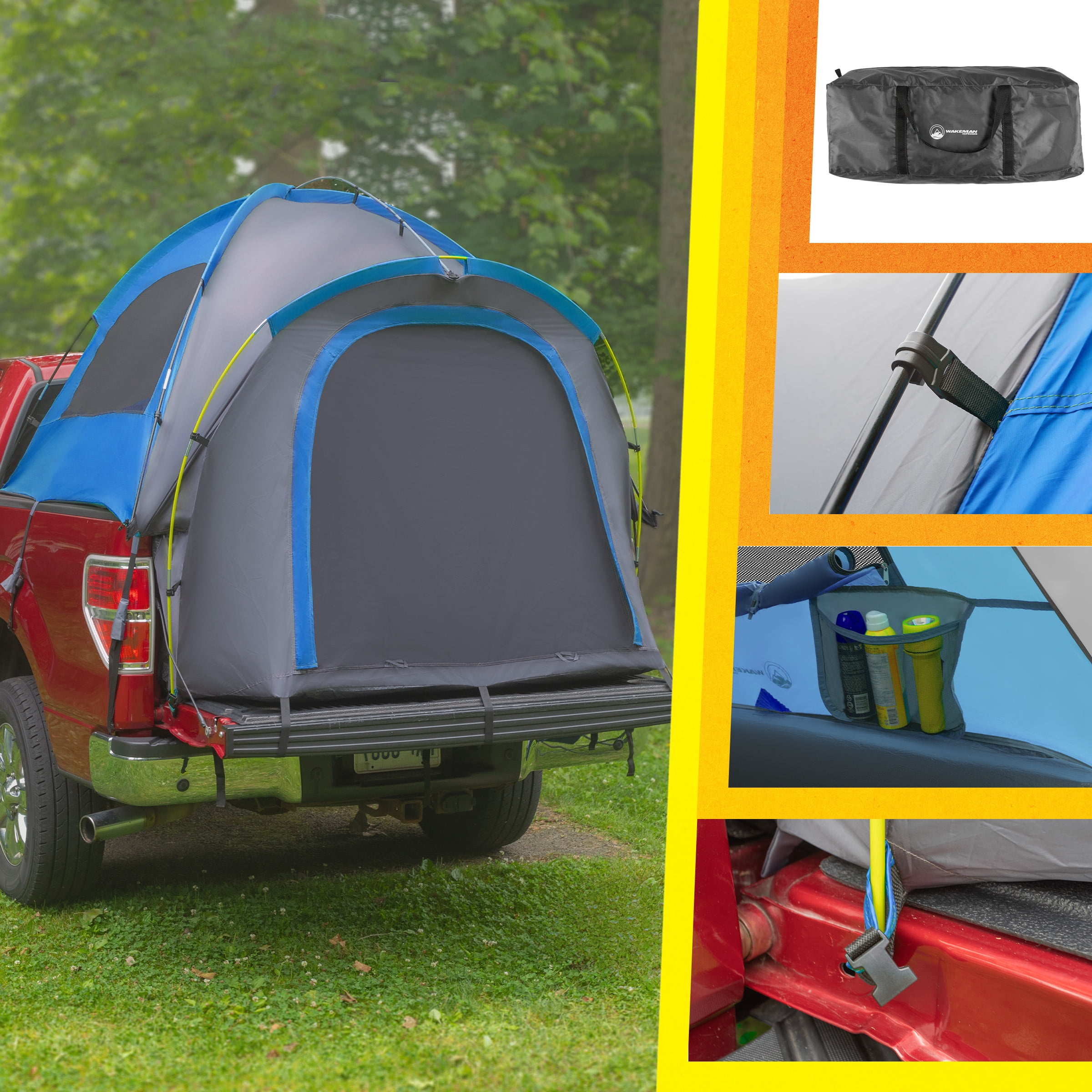 Wakeman Outdoors Water-Resistant Truck Bed Camping Tent for 5.5-6 Ft, 2-Person, Blue - Image 5