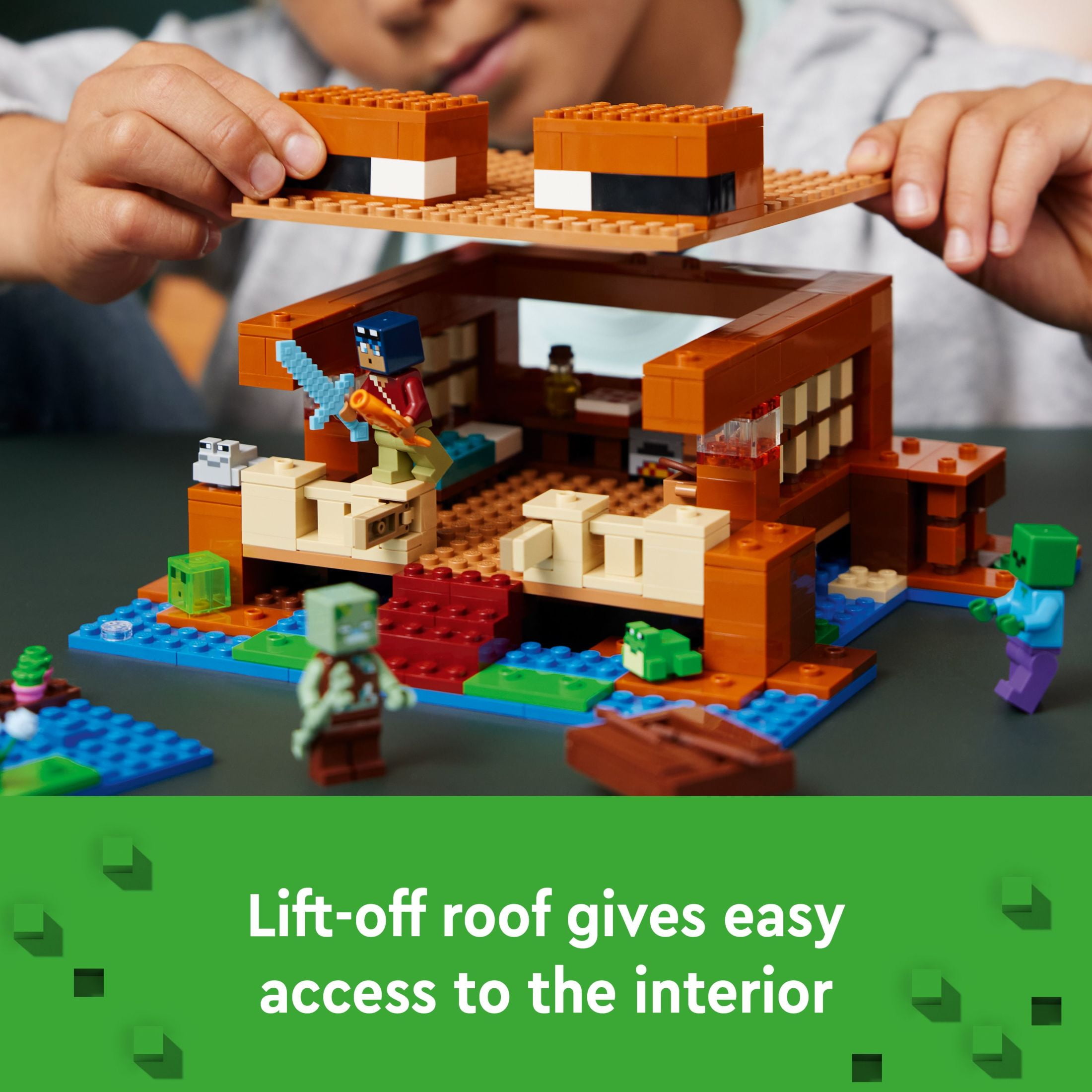 LEGO Minecraft The Frog House Building Toy for Kids, Minecraft Toy featuring Animals, a Toy Boat and Minecraft Mob Figures, Gaming Gift for Girls and Boys Ages 8 and Up, 21256 - Image 5