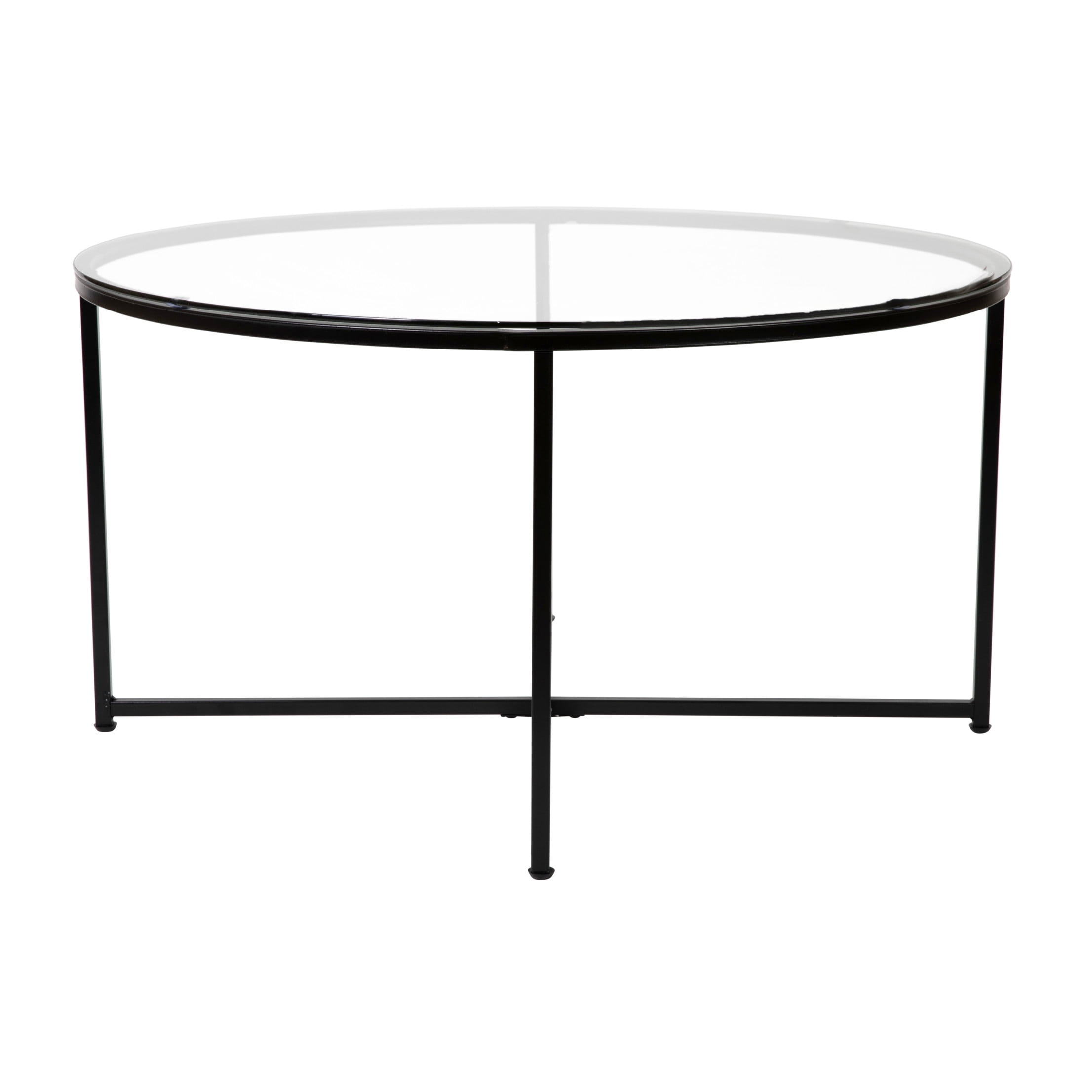 Flash Furniture Greenwich Contemporary Coffee Table, Clear/Matte Black - Image 9