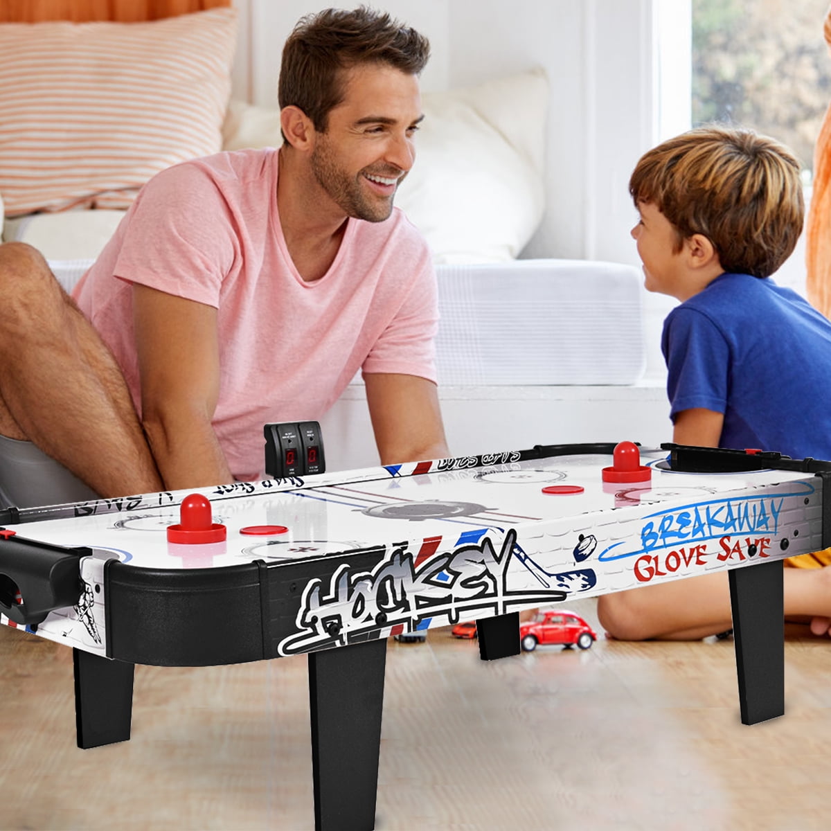 Costway 42''Air Powered Hockey Table Game Room Indoor Sport Electronic Scoring 2 Pushers - Image 4