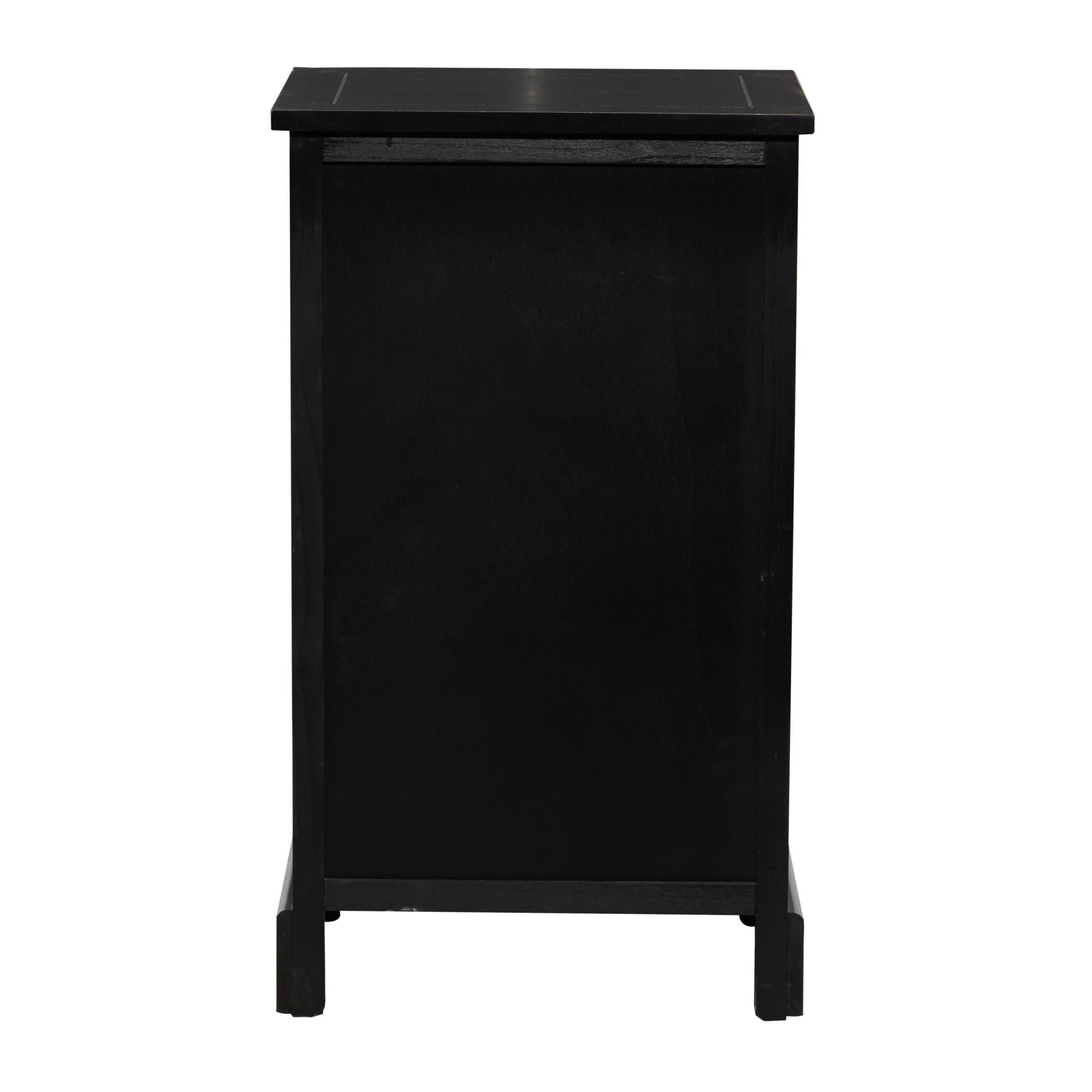DecMode 16" x 28" Black Wood 1 Drawer Storage Unit with 2 Wicker Basket Drawers, 1-Piece - Image 3