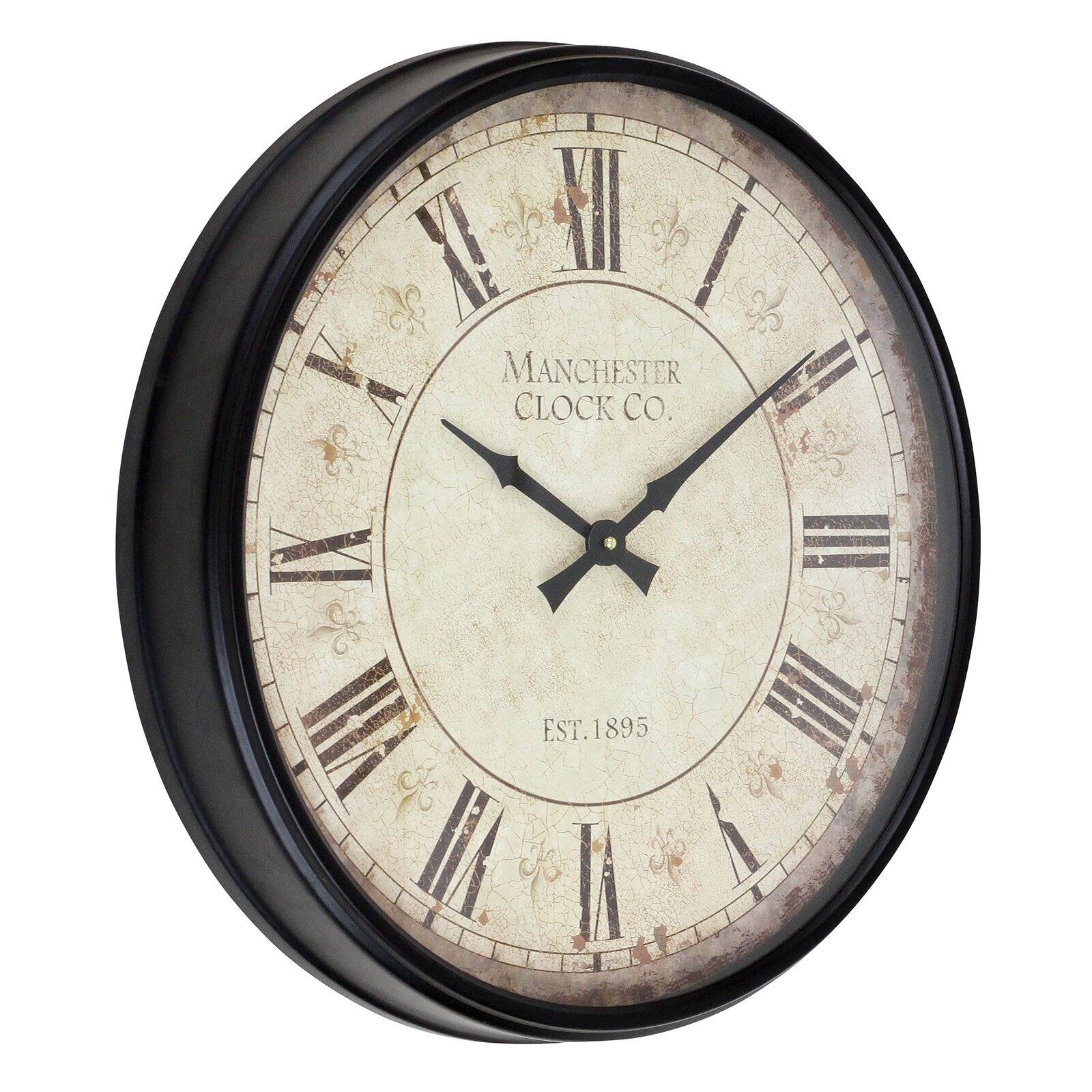 Aspire 12” Quartz Layla Decorative Round Wall Clock with Antique Roman Numerals - Image 2