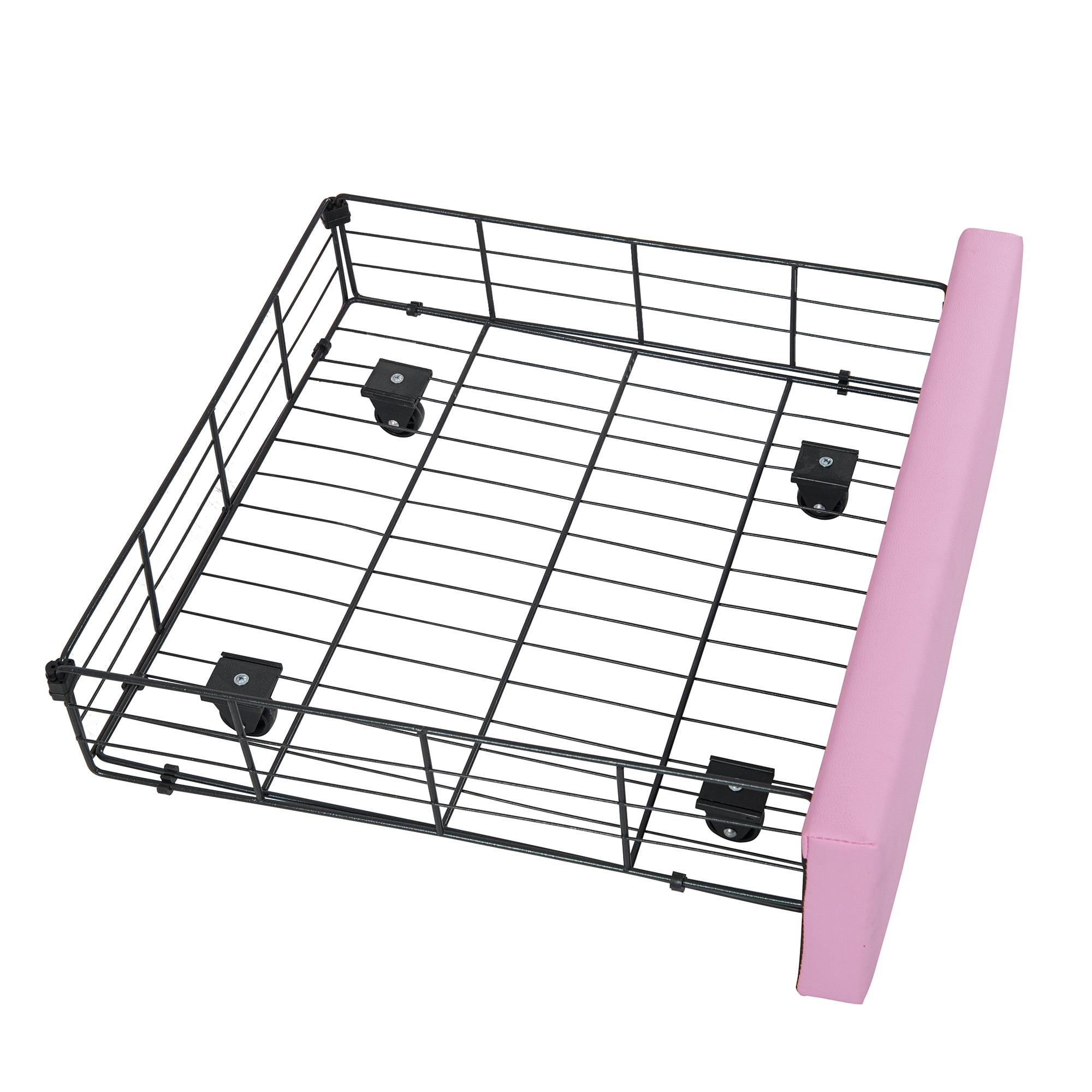 Miniyam Upholstered Twin Size Bed with LED Lights, Crown Headboard for Kids, Pink - Image 7