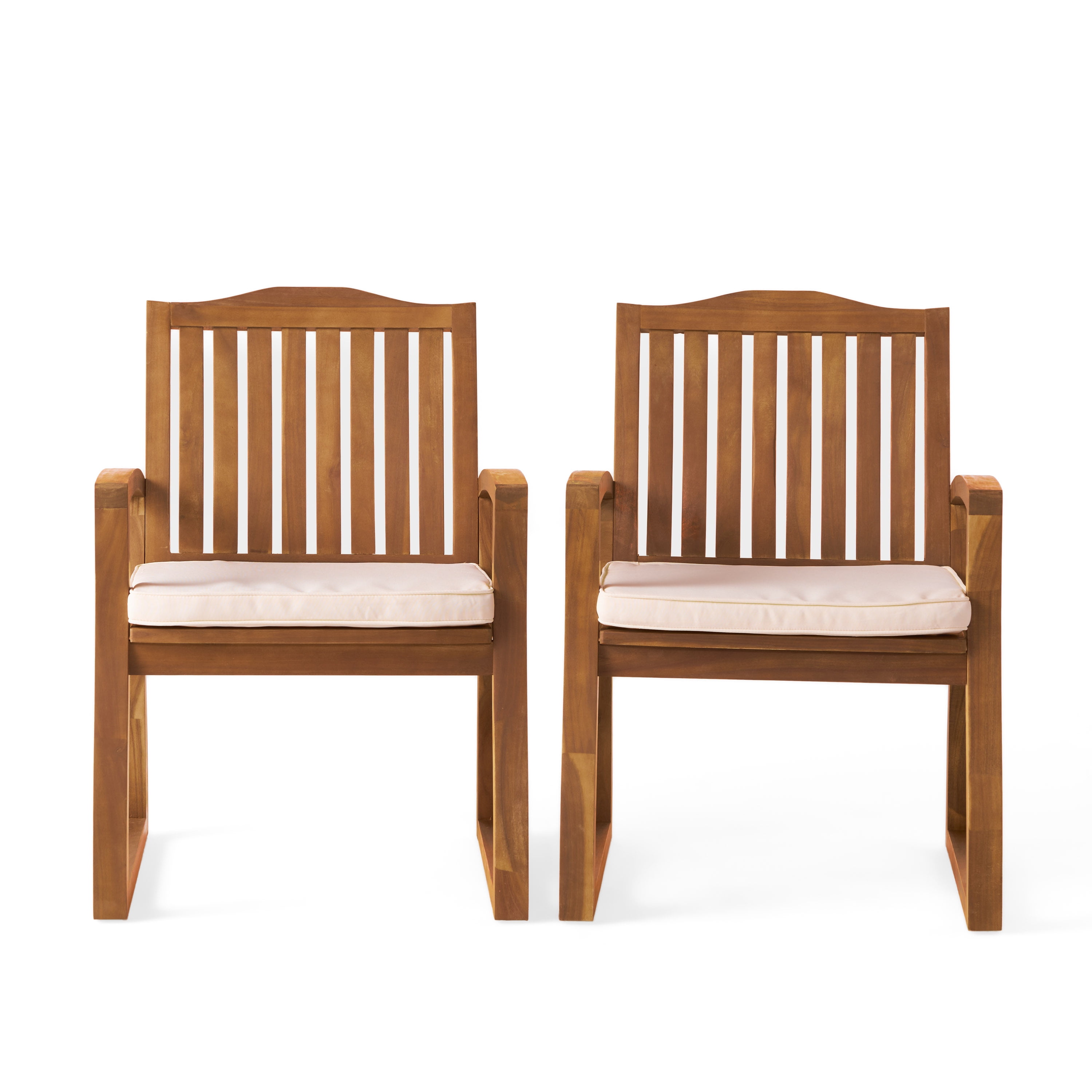 Pearl Outdoor Acacia Wood Dining Chairs, Set of 2, Teak Finish - Image 5