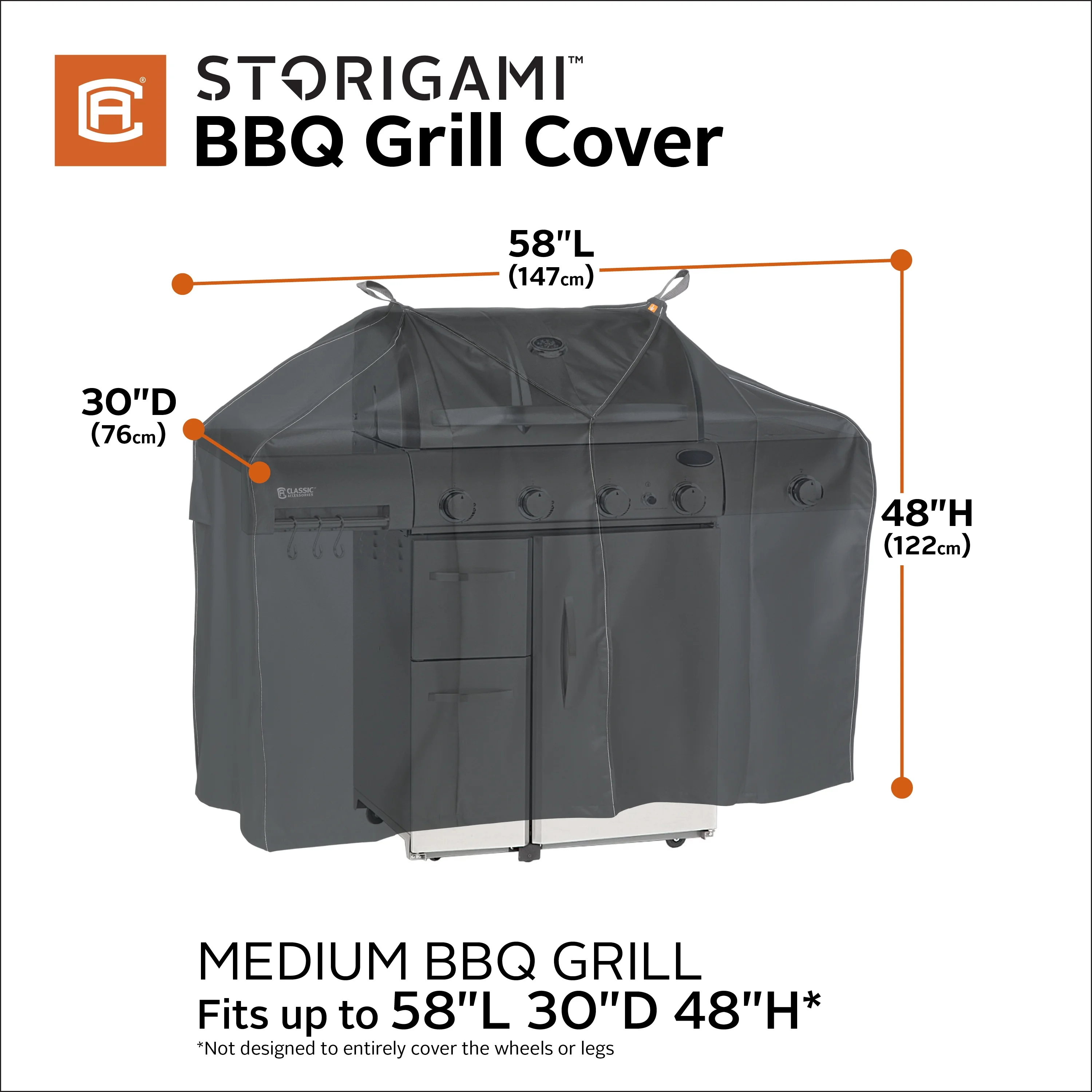 Classic Accessories Storigami Easy Fold Water-Resistant 58 Inch BBQ Grill Cover, Charcoal Black - Image 13