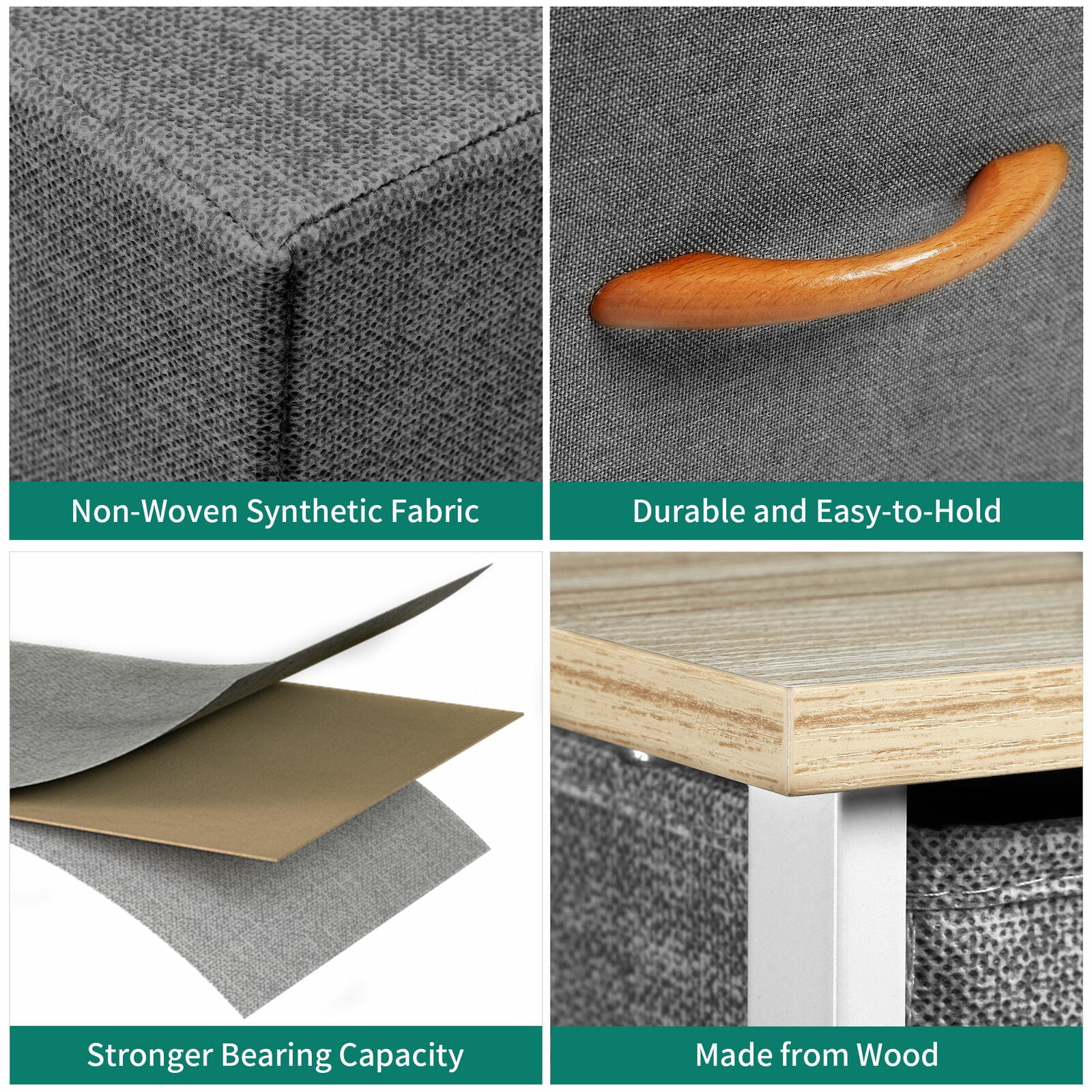 DWVO 10-Drawer Fabric Storage Dresser Cabinet with Metal Frame for Adults, Organizer in Gray - Image 7