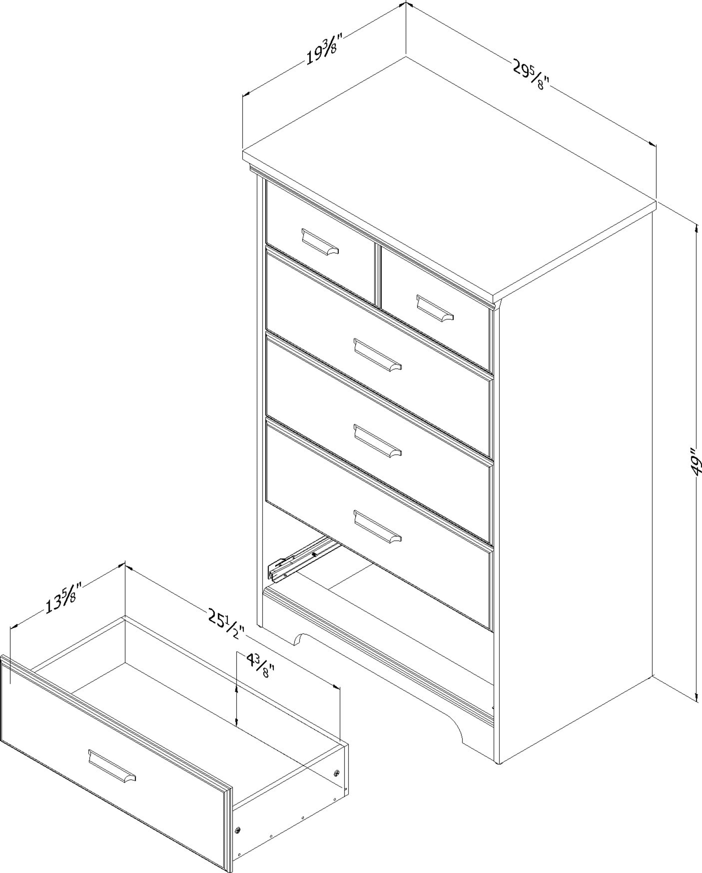South Shore 55"x 20.5" Versa 5-Drawer Dresser, Rubbed Black - Image 5