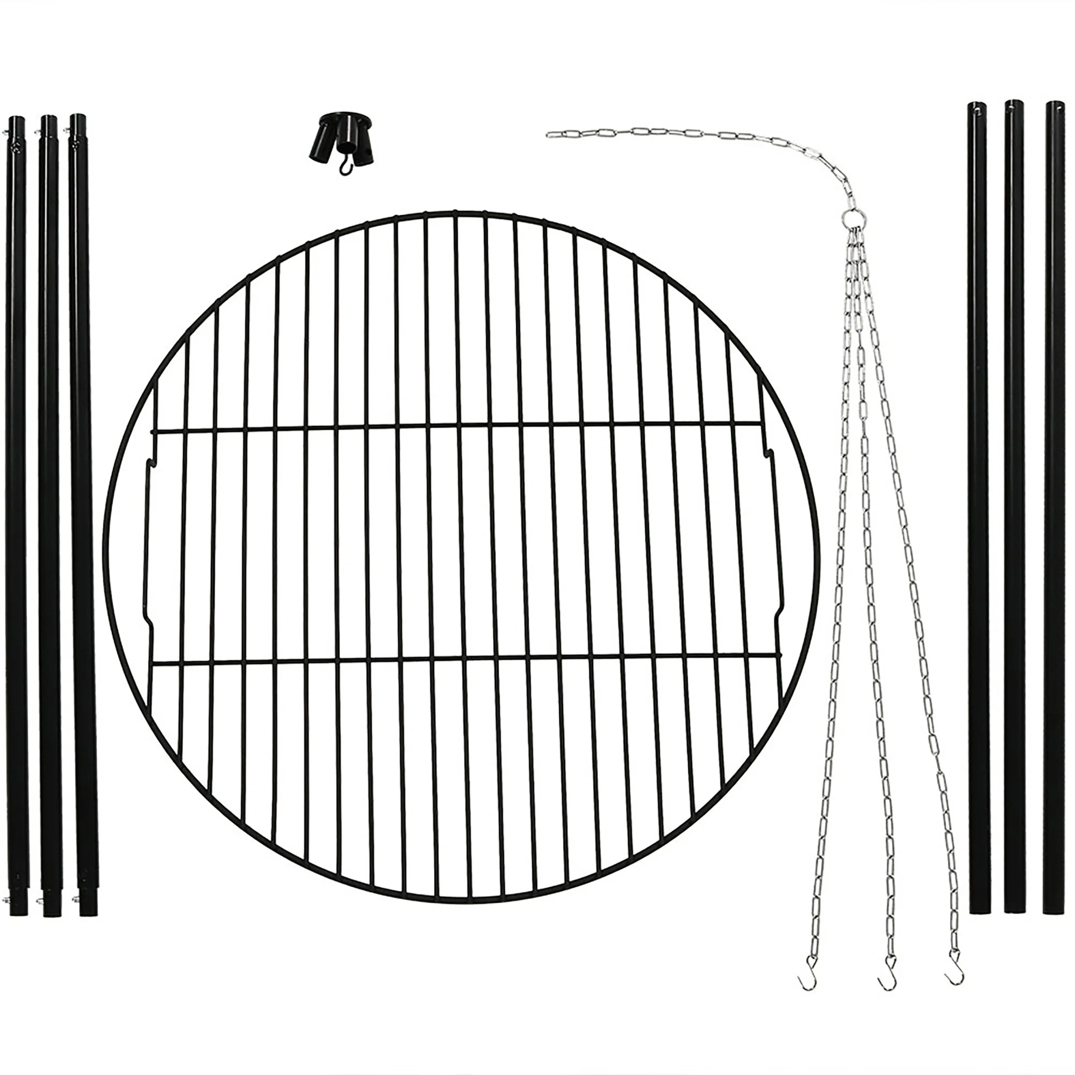 Sunnydaze 22" x 22" Powder-Coated Steel Black Round Tripod Fire Pit Cooking Grill System - Image 12