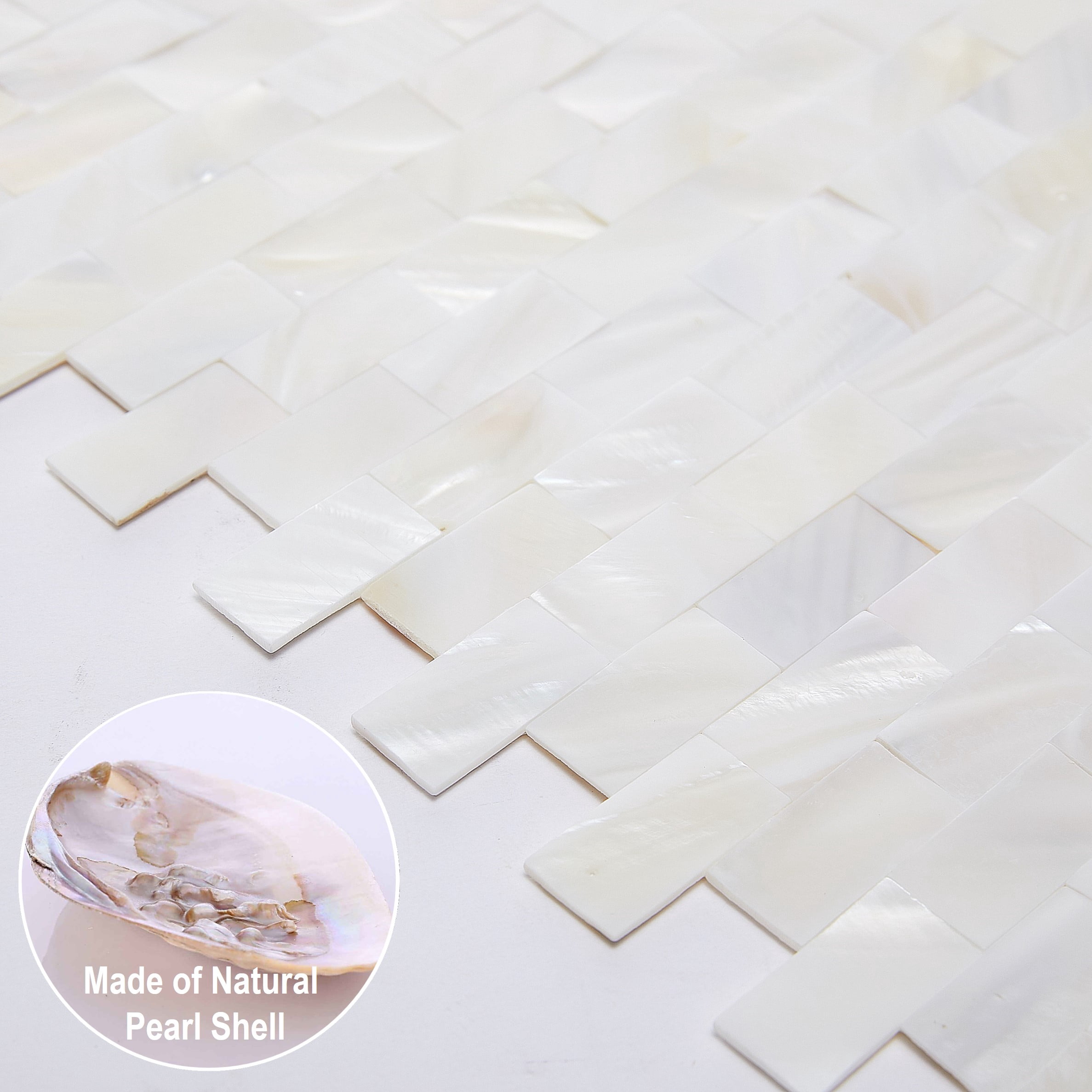 Acopelo Peel and Stick Mother of Pearl Mosaic Metro Tile Natural White 12" x 12" for Backsplash, Kitchen Wall - 6 Tiles - Image 7