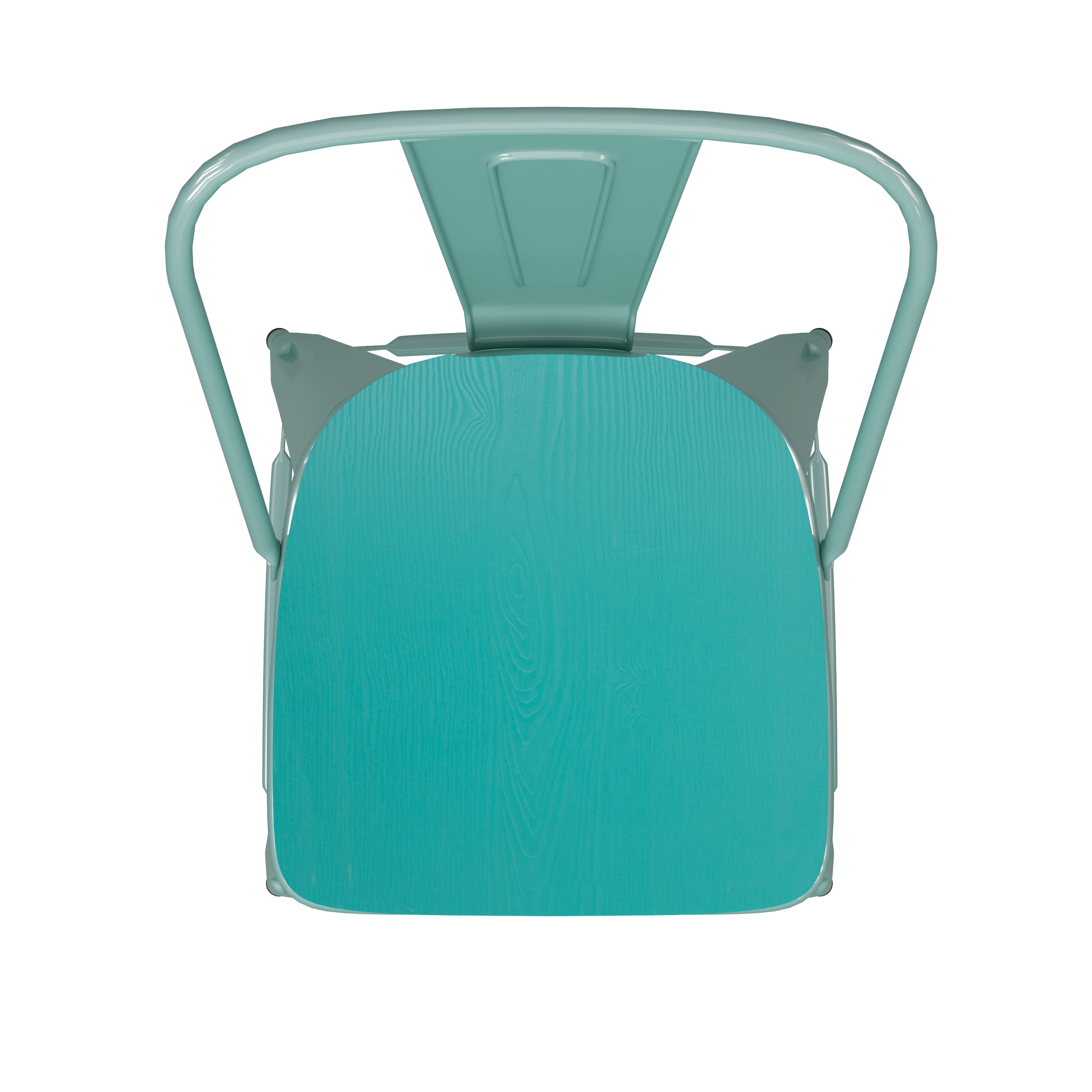 Flash Furniture Carly Commercial Grade 30" High Mint Green Metal Indoor-Outdoor Barstool with Back with Mint Green Poly Resin Wood Seat - Image 4
