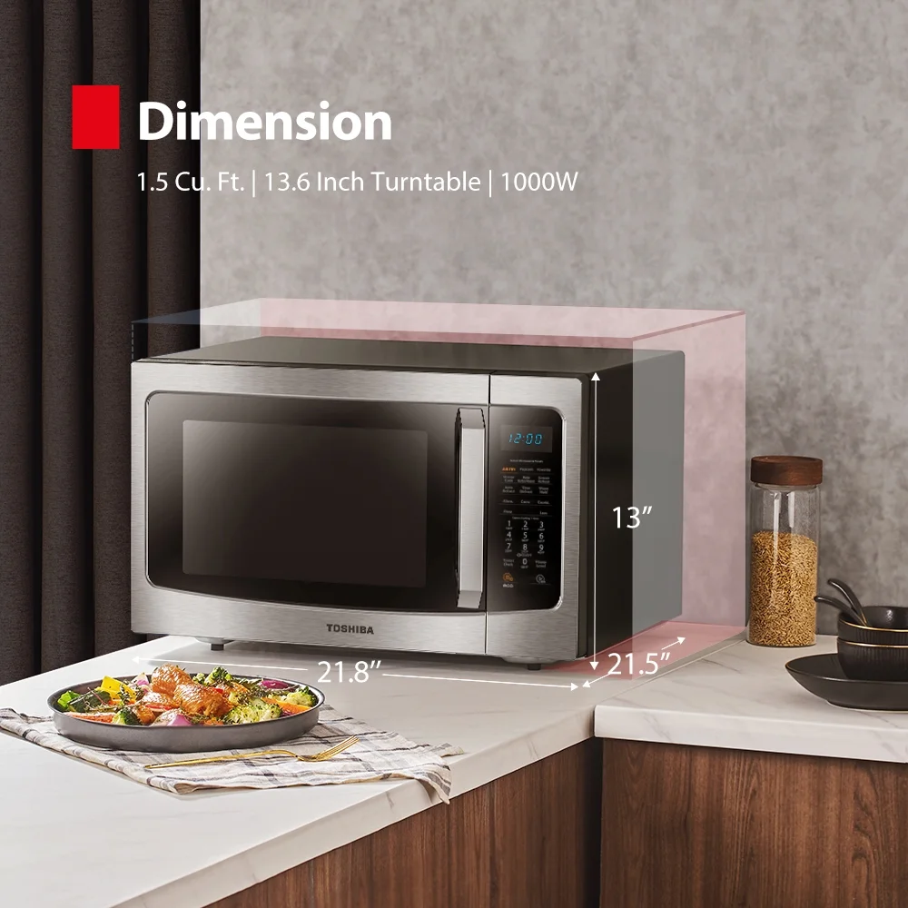TOSHIBA 4-in-1, 1.5 cu. ft., Countertop Microwave Oven, Smart Sensor, 1000 Watts, ML-EC42P(SS), Stainless Steel - Image 7