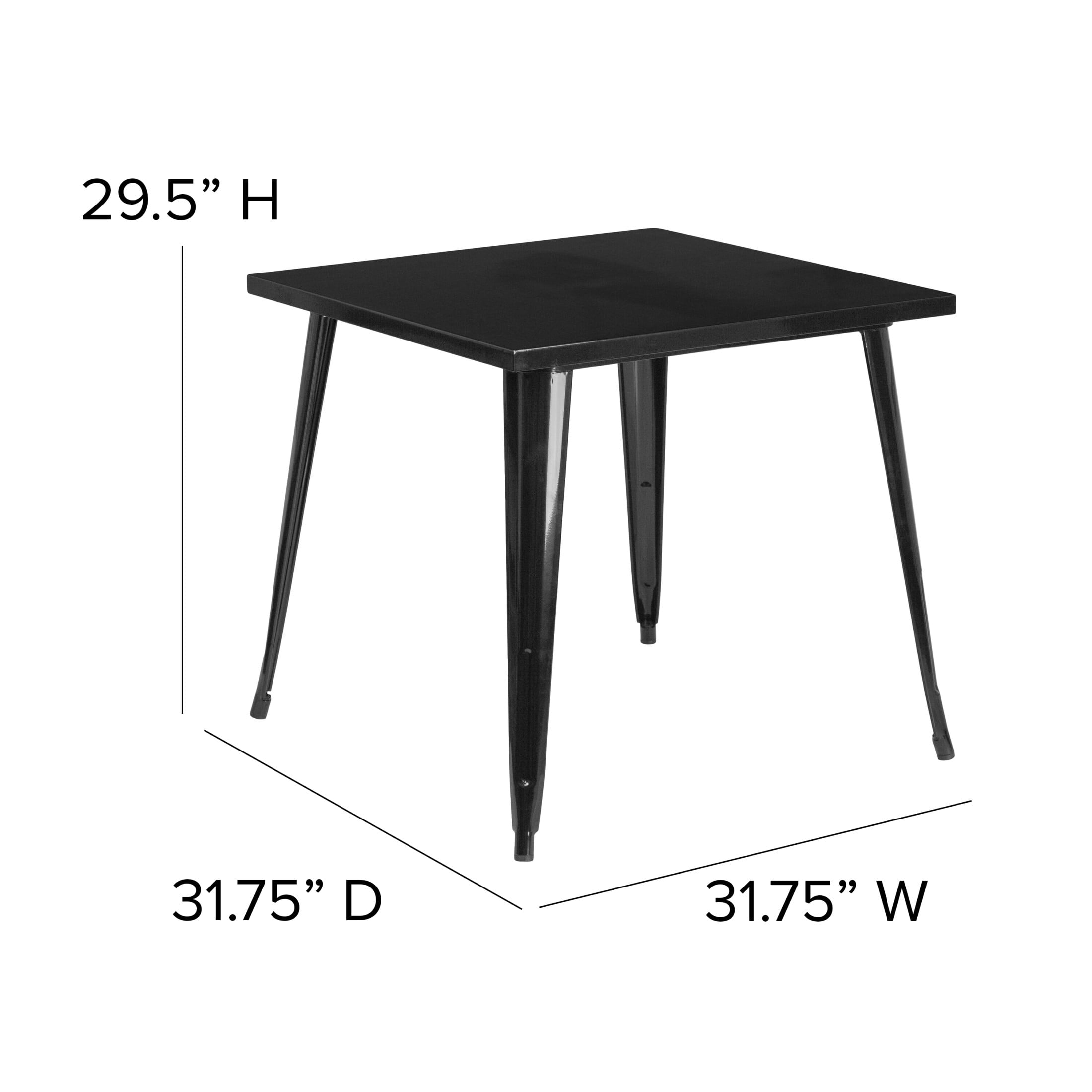 Flash Furniture Toby Commercial Grade 31.75" Square Black Metal Indoor-Outdoor Table - Image 8
