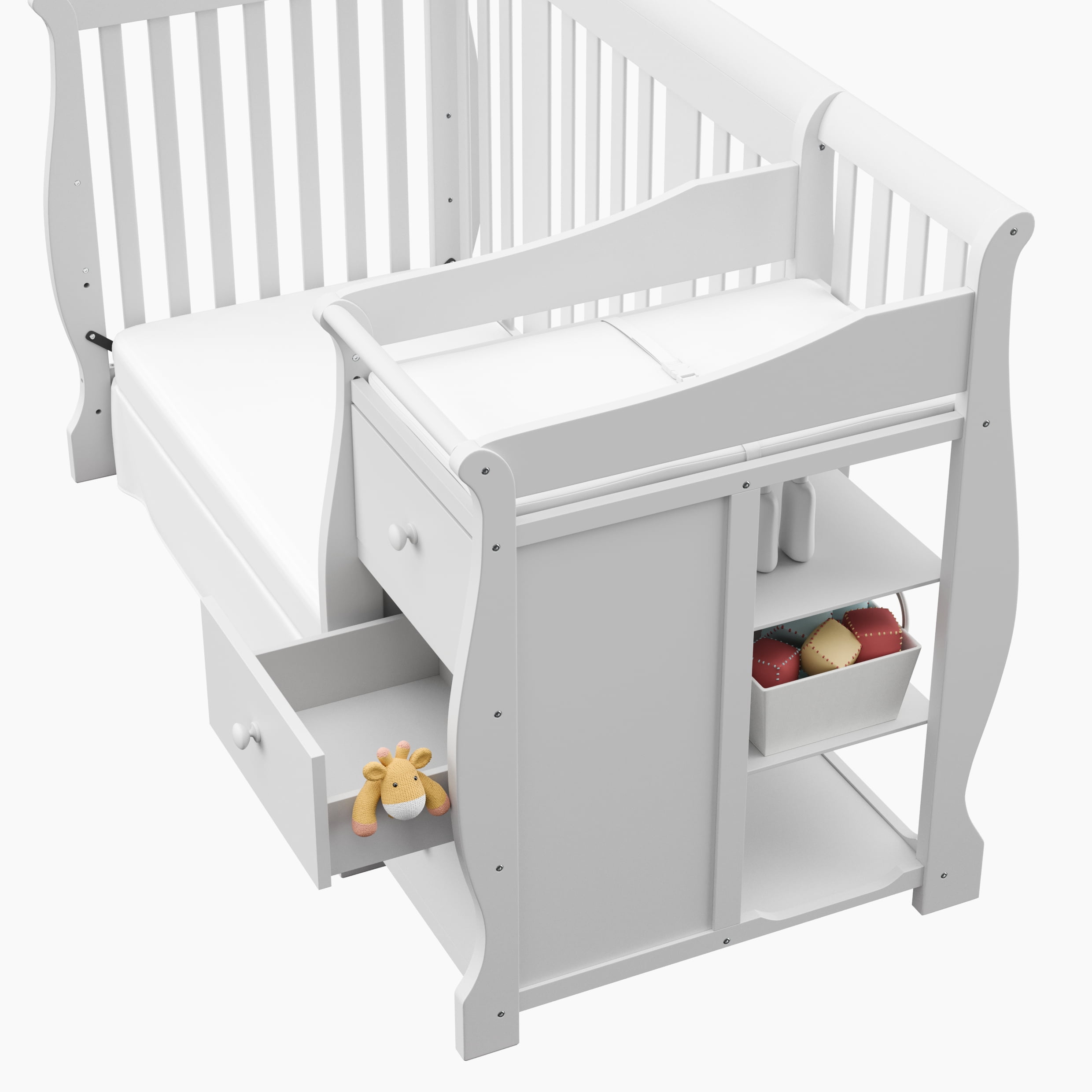 Storkcraft Portofino 5-in-1 Convertible Baby Crib and Changer, White - Image 8