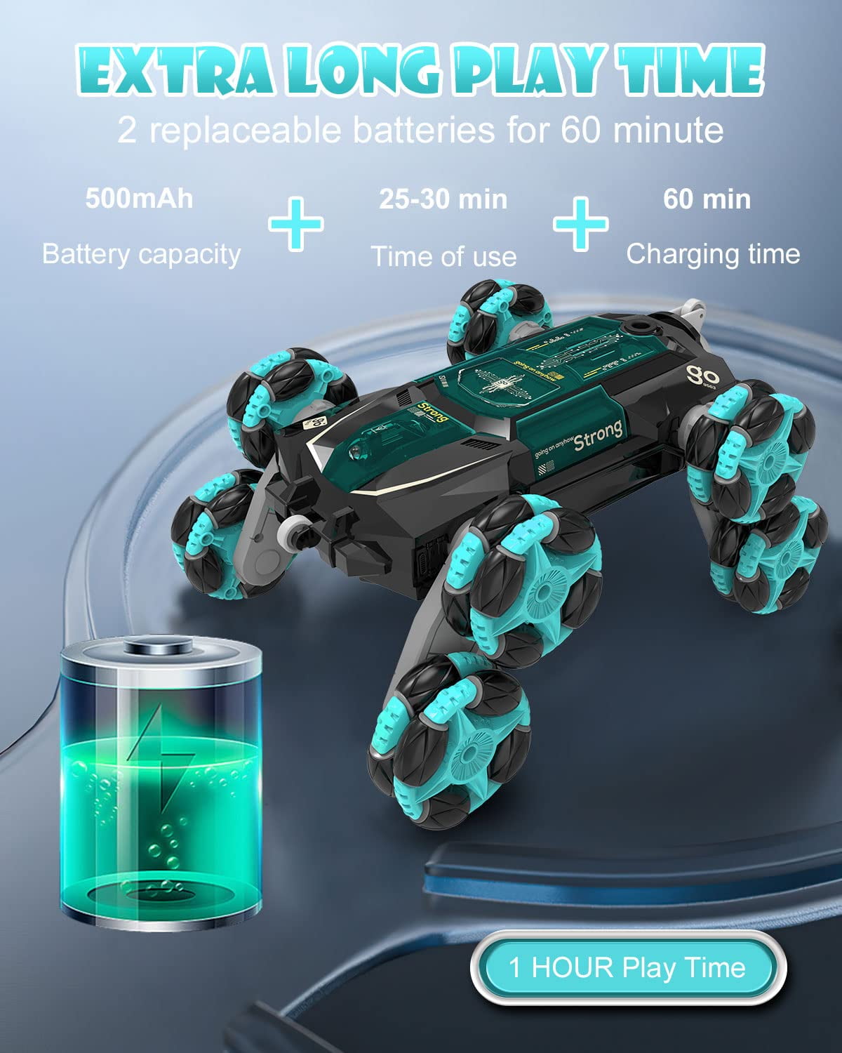 FLYNOVA Gesture Sensing Rc Car Toys for Boy Age 8-13,2.4Ghz 8Wd Remote Control Car,Racing Drift Double-Sided Stunt Car,Christmas Birthday Coolest Gift Black - Image 6