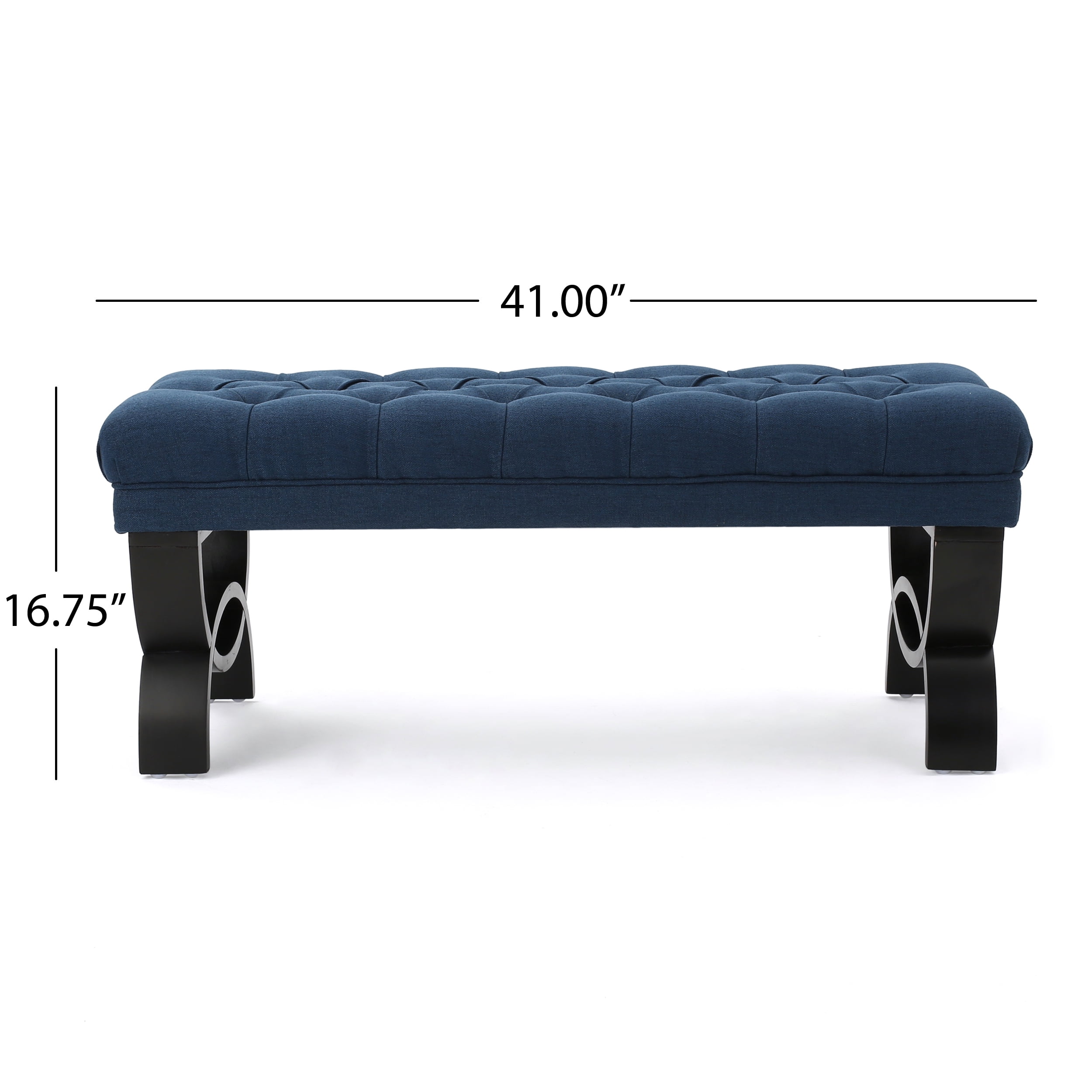 Noble House Enzo Fabric Ottoman Bench, Dark Blue - Image 5