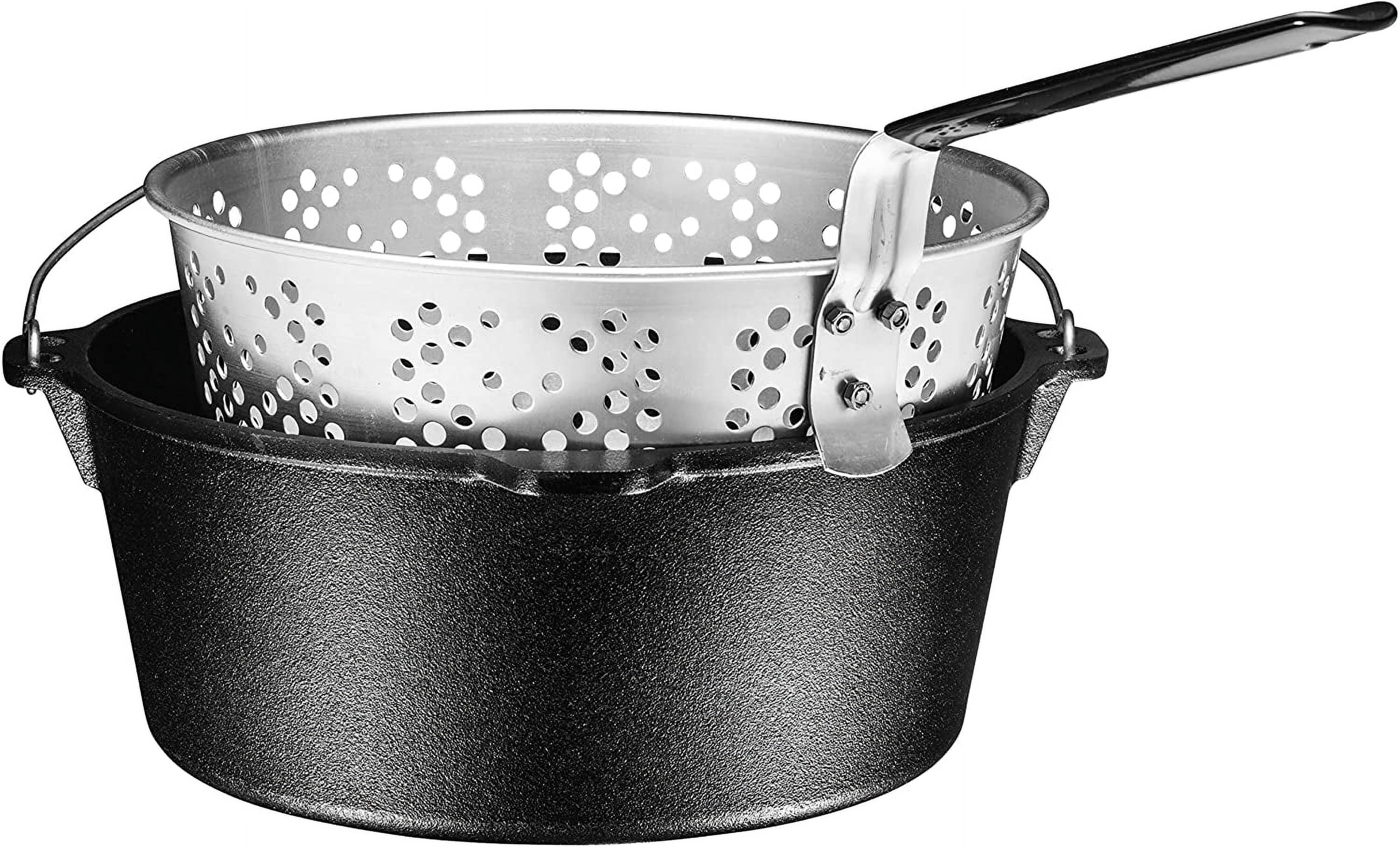 Bruntmor | Pre-Seasoned Cast Iron Fish Fryer 9 Quart Stock Pot Dutch Oven - Image 4