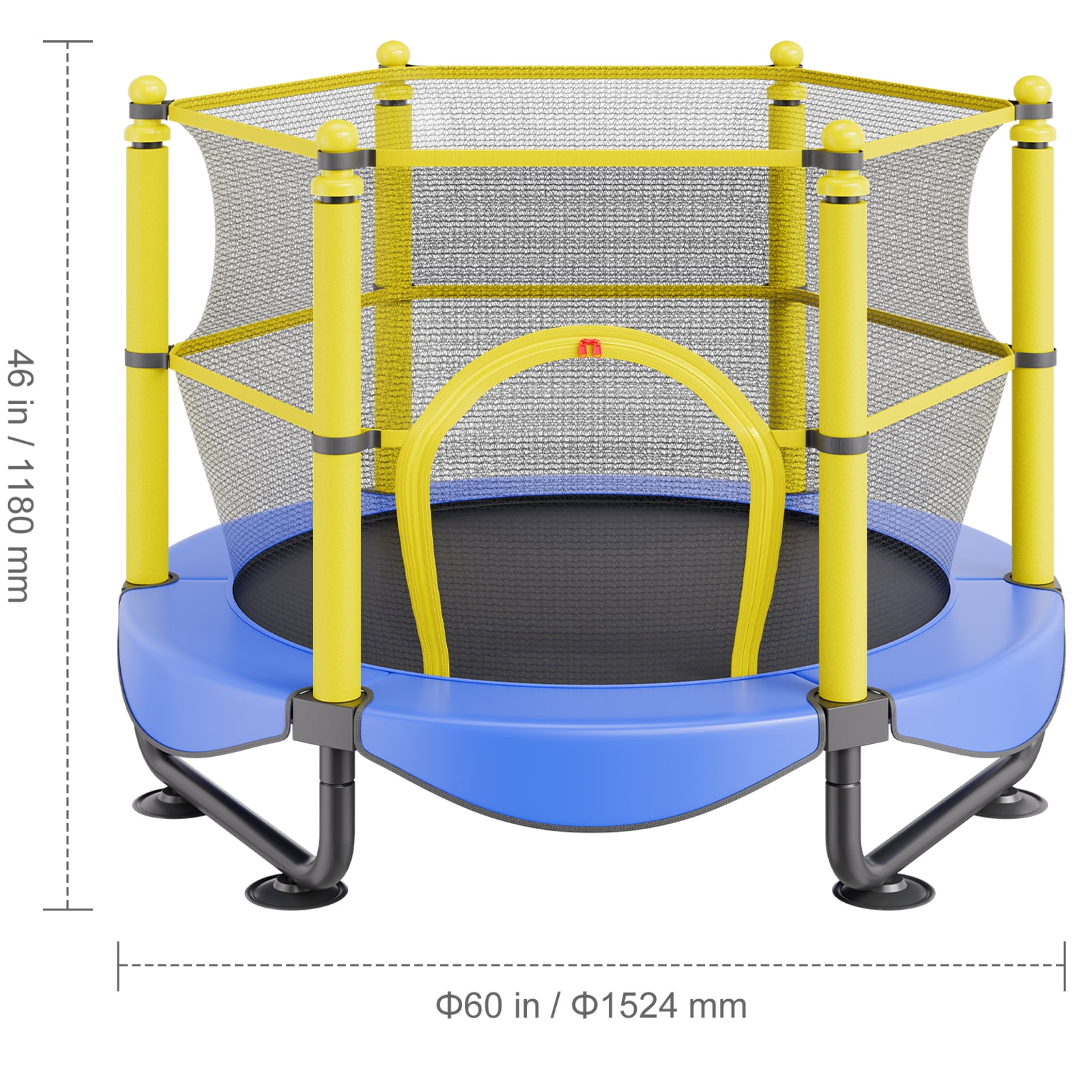BENTISM Trampoline for Kid's with Enclosure Net and Balls, Blue, 46.46" x 60.00" x 60.00" - Image 2