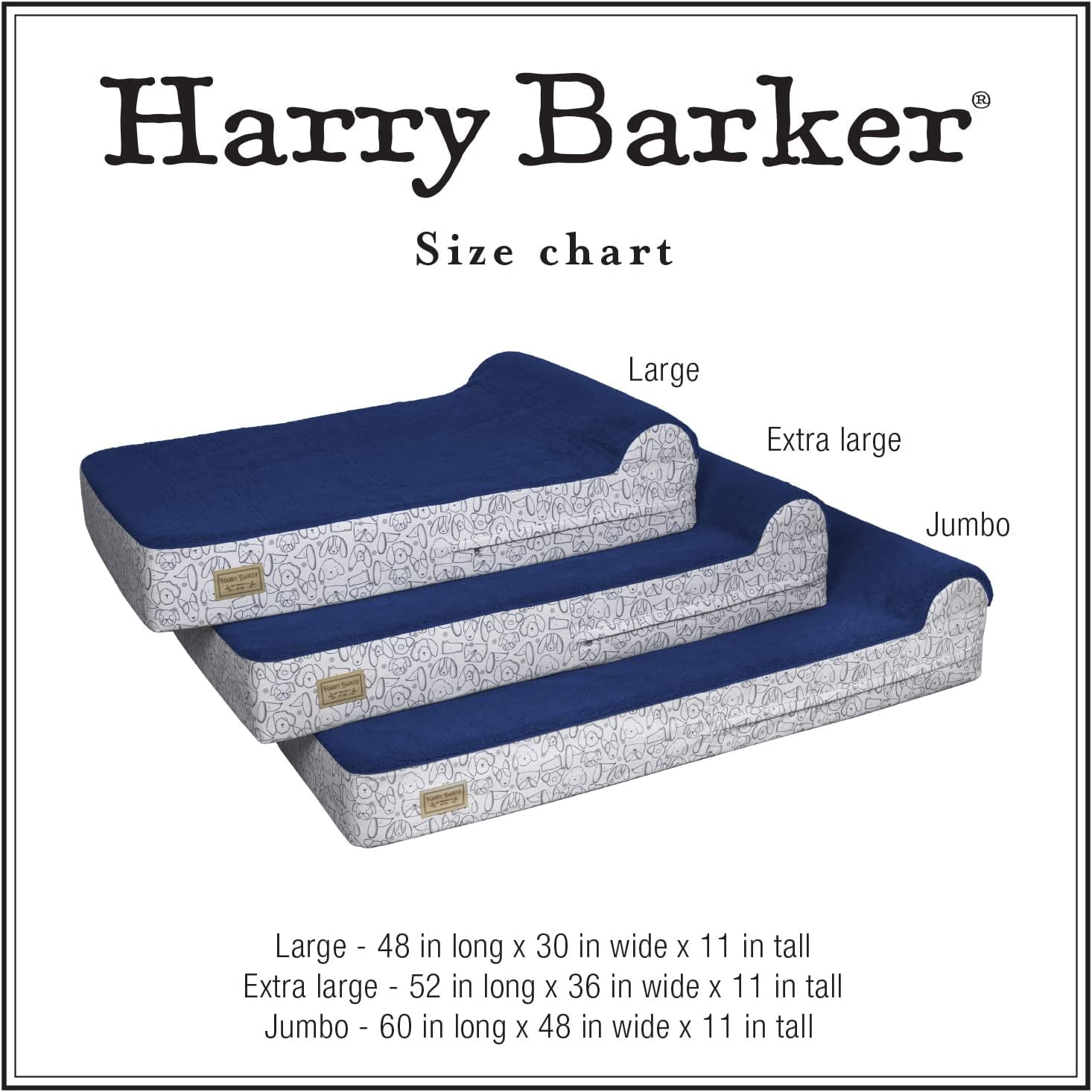Harry Barker Premium Waterproof Orthopedic Pet Bed, 11 Inches Thick, Blue, Large - Image 4