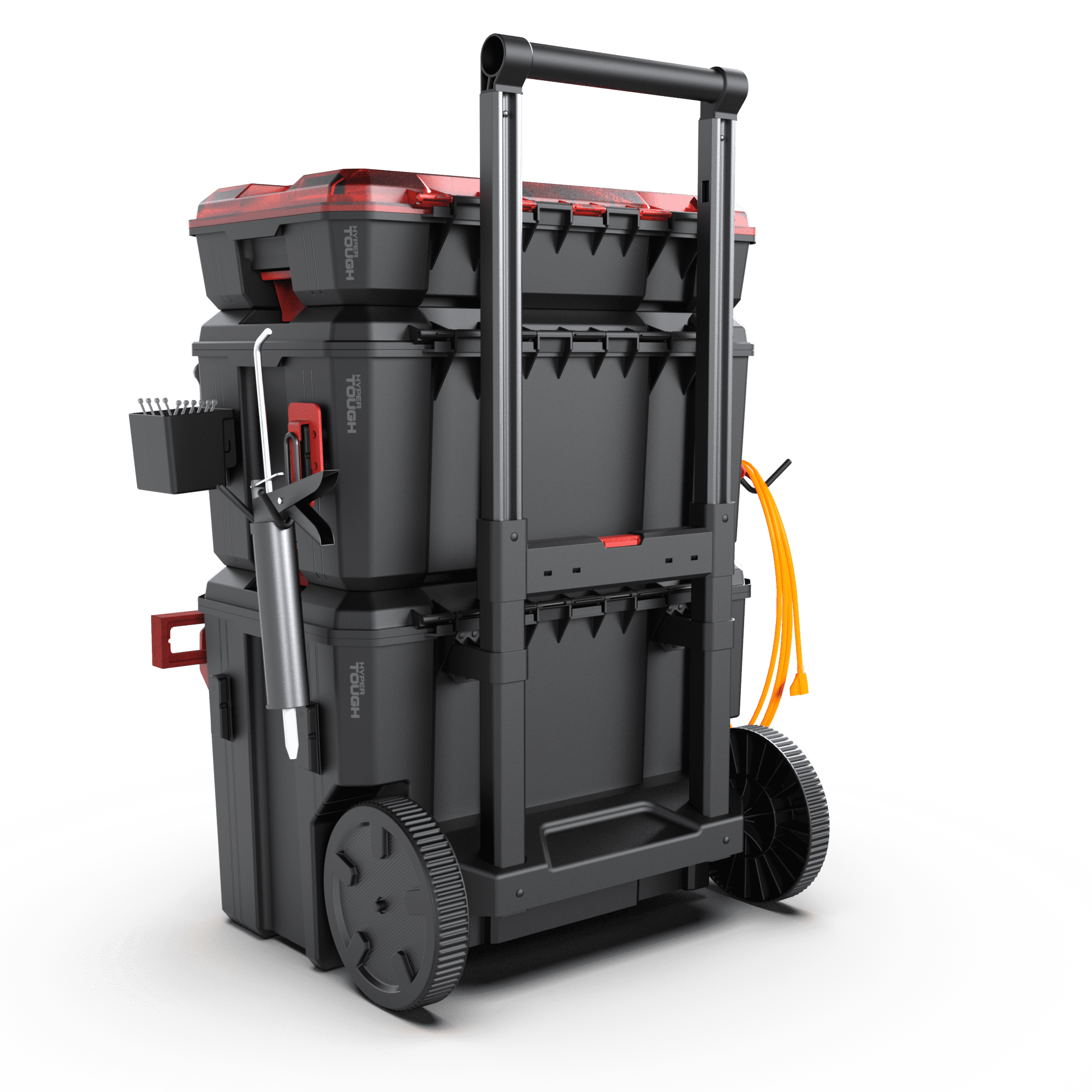 Hyper Tough Hyper Stack Heavy Duty 3 Piece Modular Rolling Toolbox System, Black - Image 11