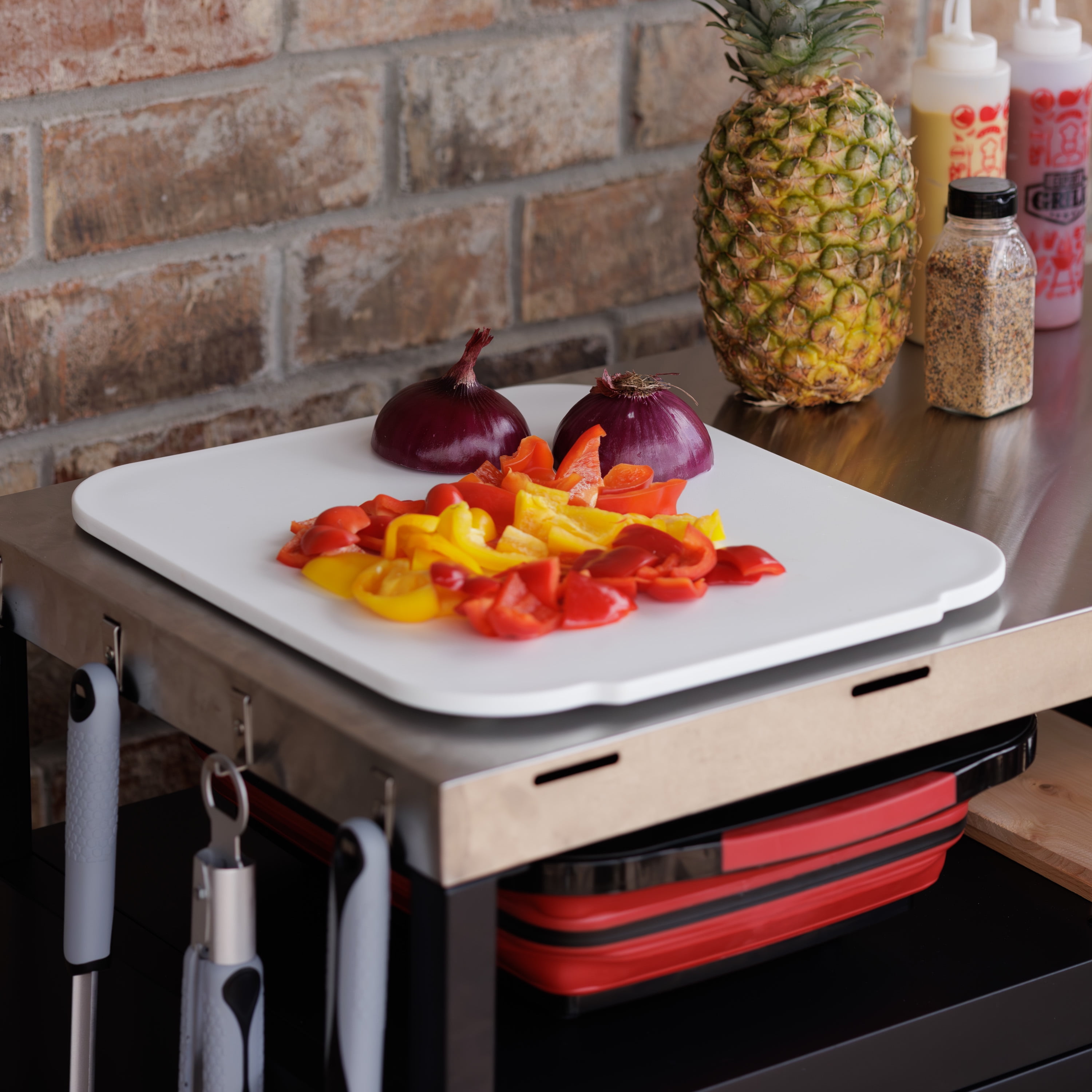 Expert Grill Outdoor BBQ Prep Cart with Wheels, Stainless Steel Top & Storage Shelves - Image 14