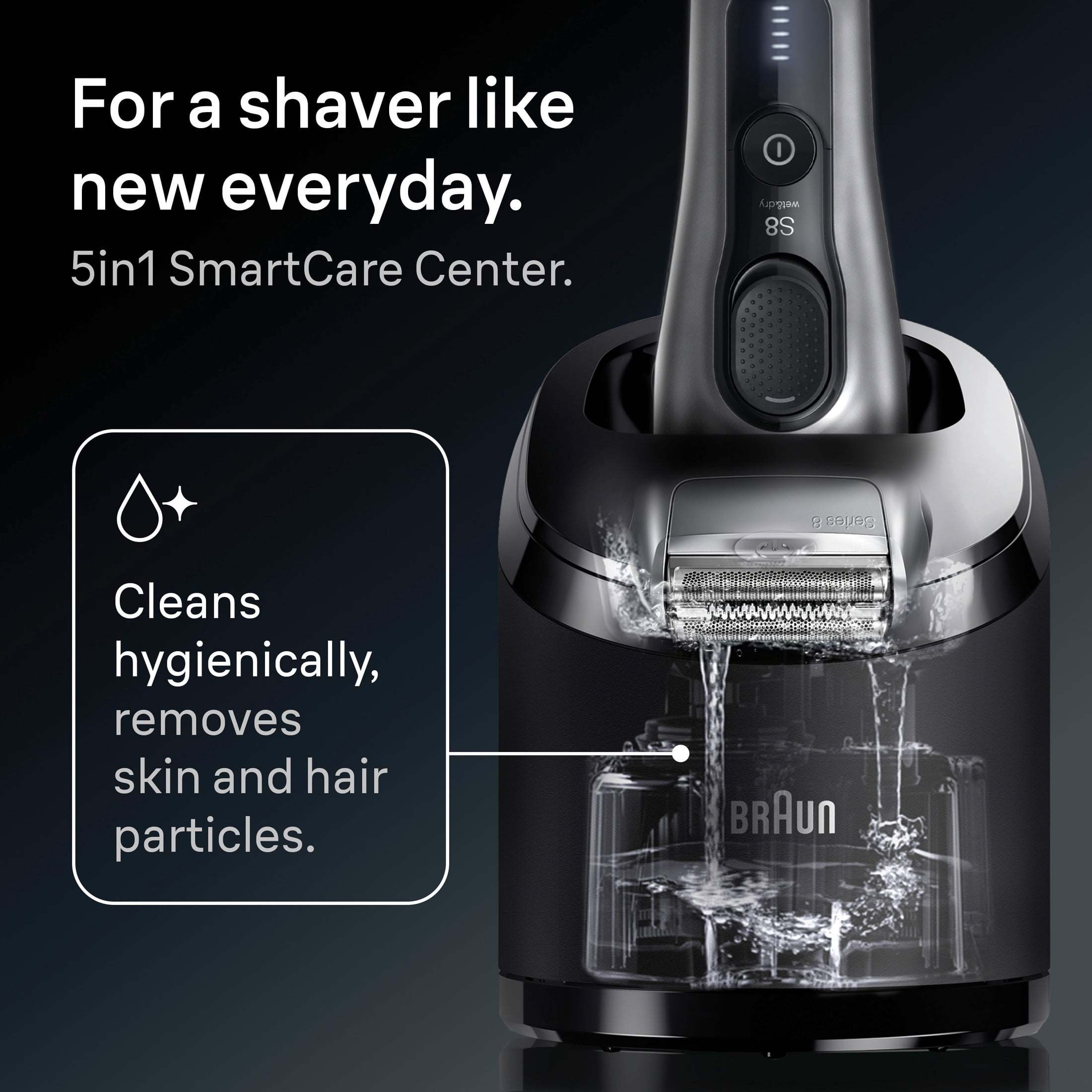 Braun Electric Shaver, Series 8 8567cc Long Hair Trimmer Wet & Dry, Galvano Silver - Image 11