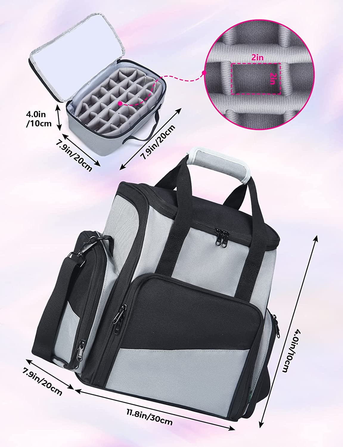 JOYTUTUS Nail Polish Carrying Organizer Storage Case 48 Bottles,Double Layers Makeup Bag,Manicure Accessories Holder, Travel Storage Case, Portable waterproof Carrying Bag - Image 6