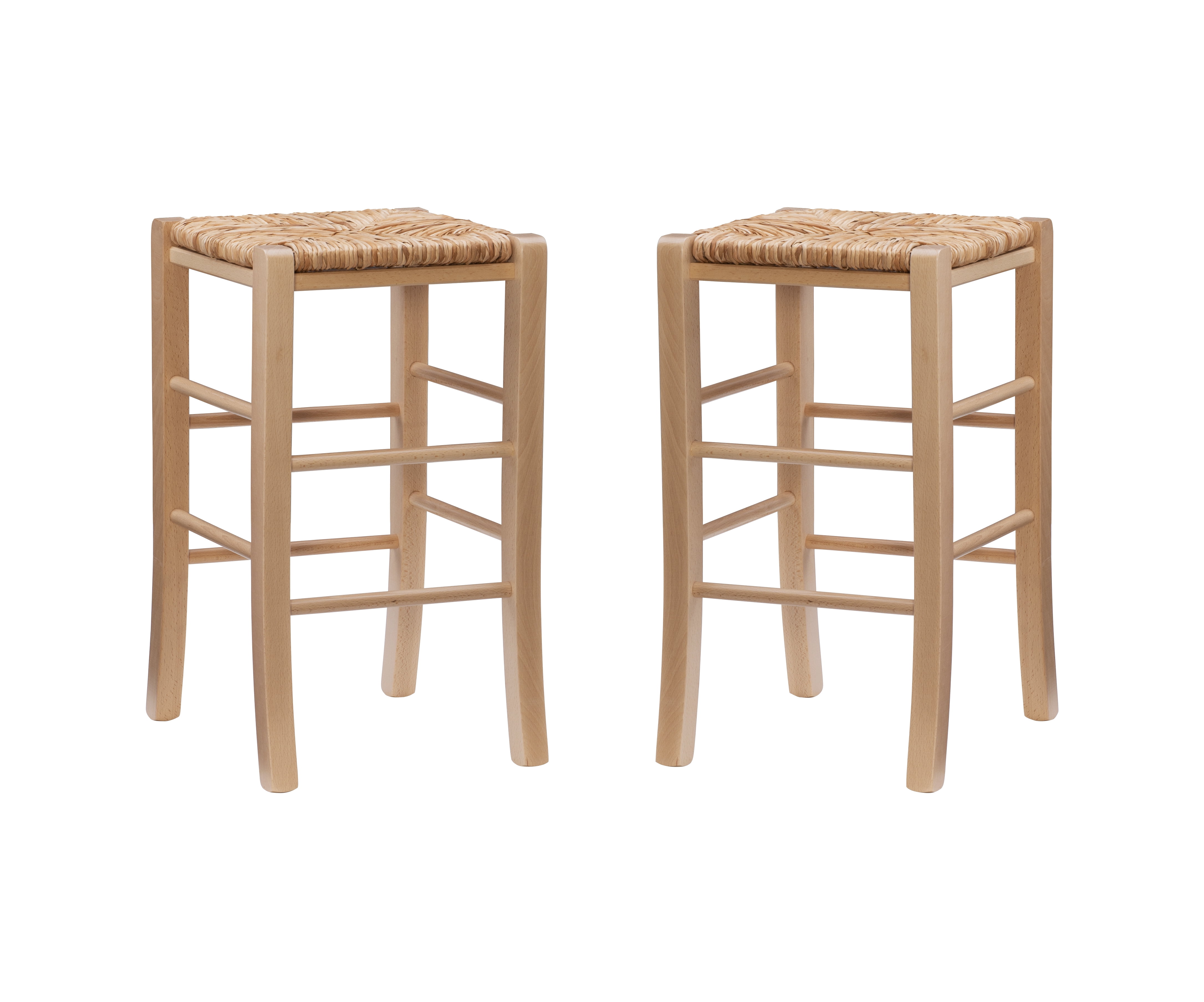 Linon Ivica 24.4" Backless Counter Stools, Set of 2, Natural with Handwoven Rush Seat - Image 5