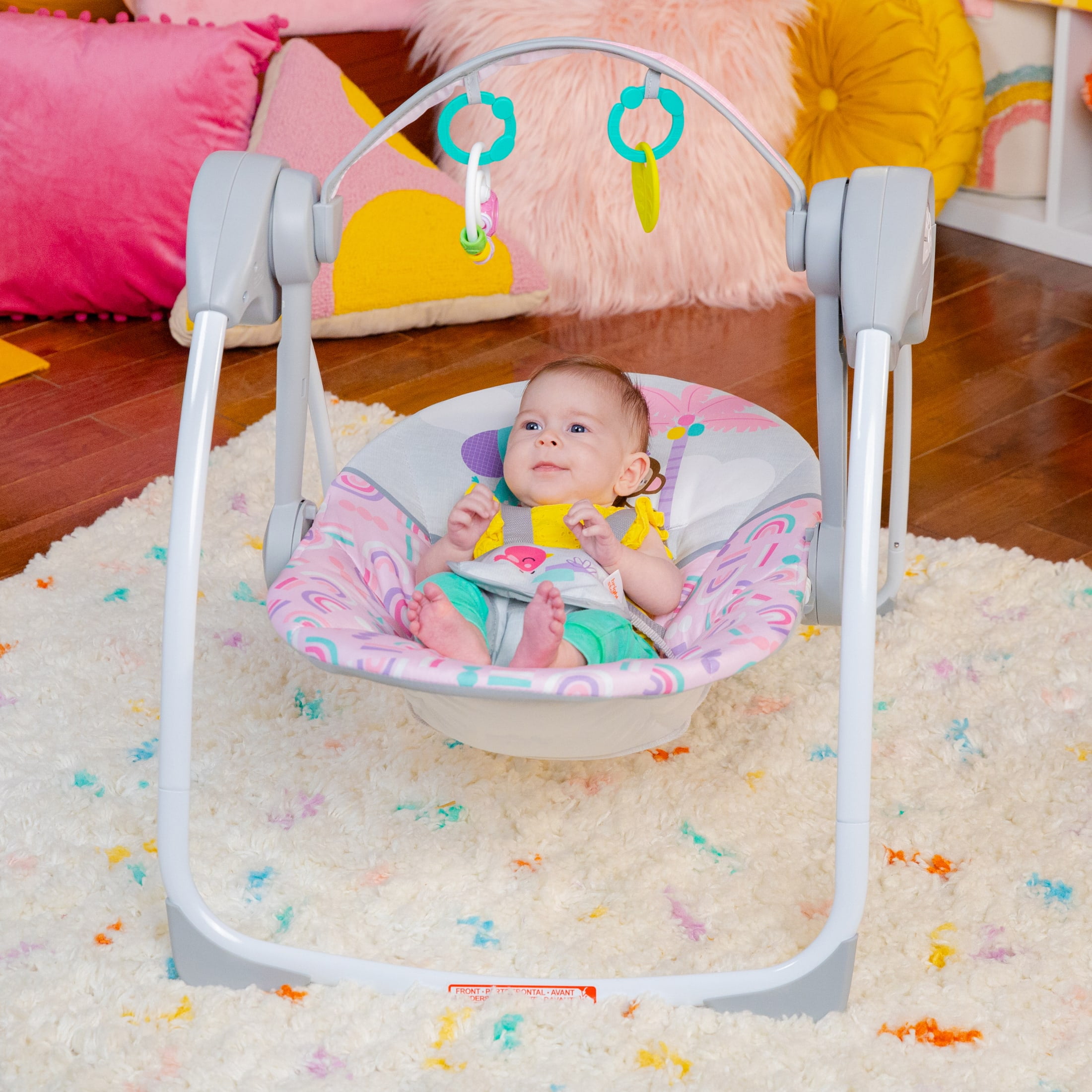 Bright Starts Pink Paradise Portable Compact Baby Swing with Toys, Unisex, Newborn + - Image 12