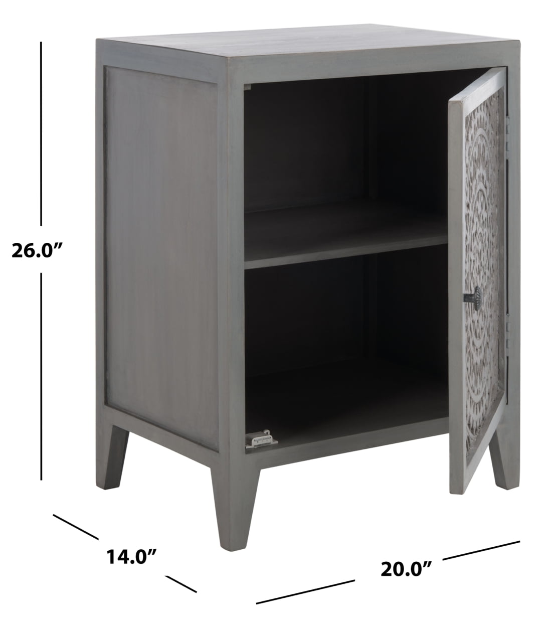 SAFAVIEH Thea Mid-Century Retro 1 Door Carved Nightstand, Grey Walnut - Image 6