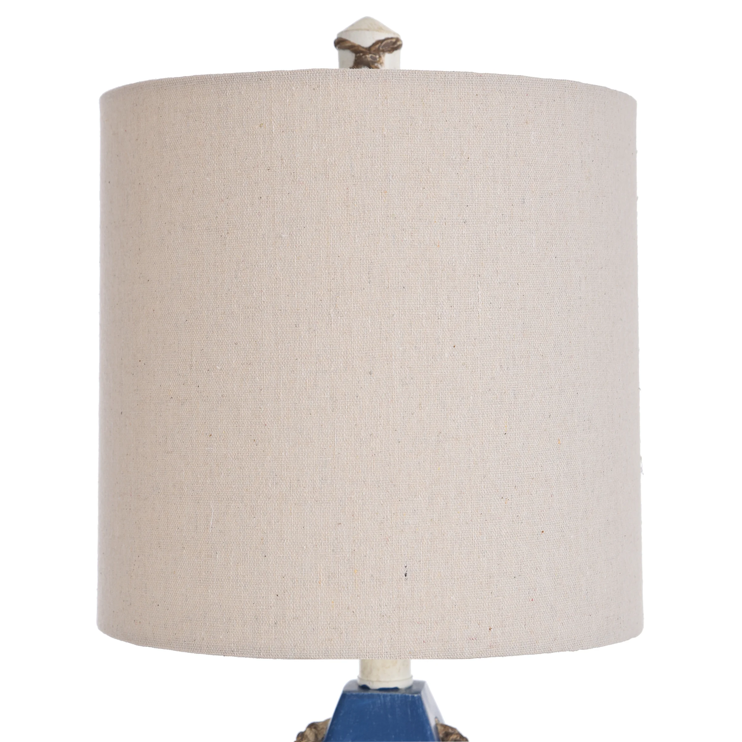 Table Lamp - Blue And Orange Stripe Finish - White Hardback Fabric Shade - Image 2