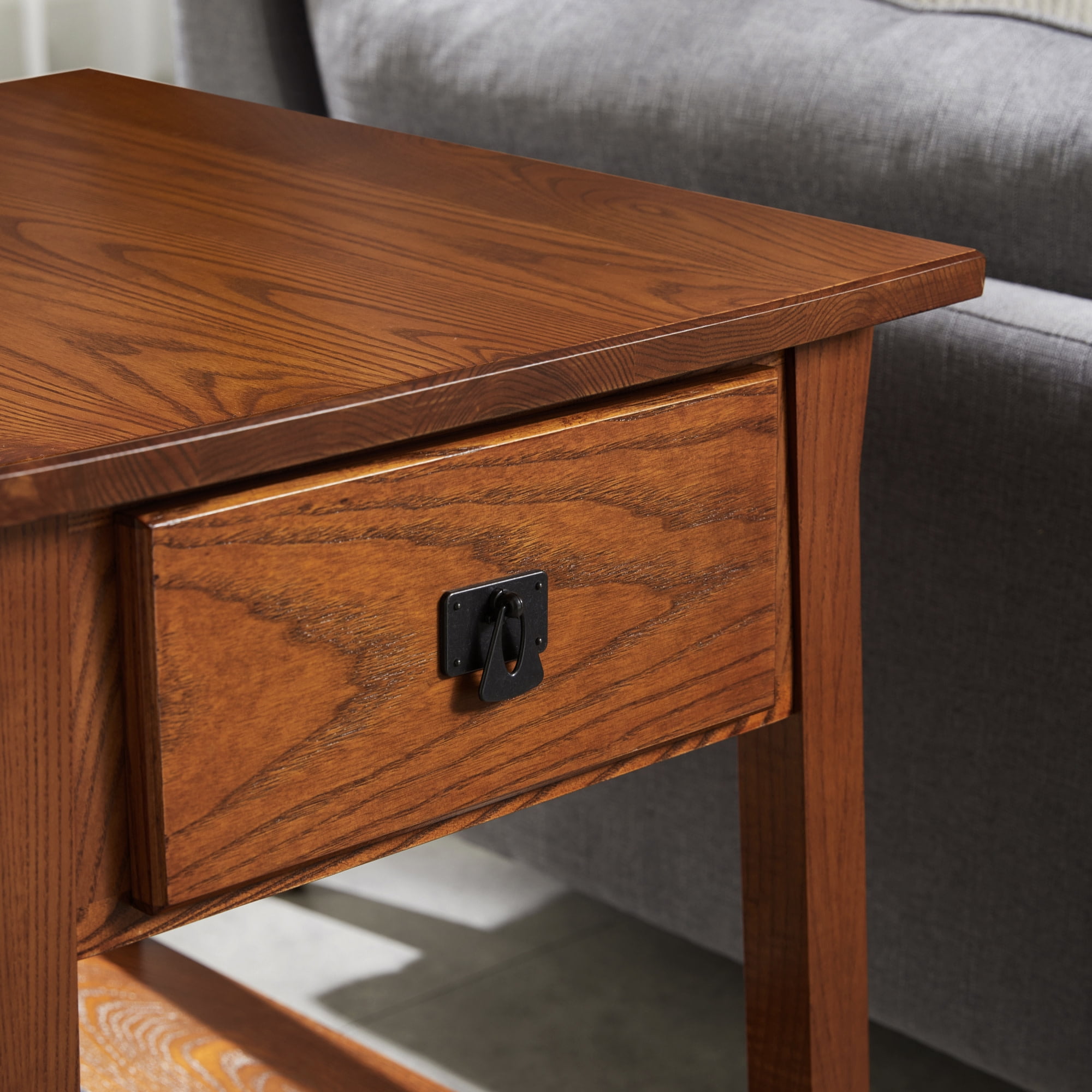 Leick Home Solid Wood Mission End Table with Locking Secret Compartment, Russet Finish - Image 17