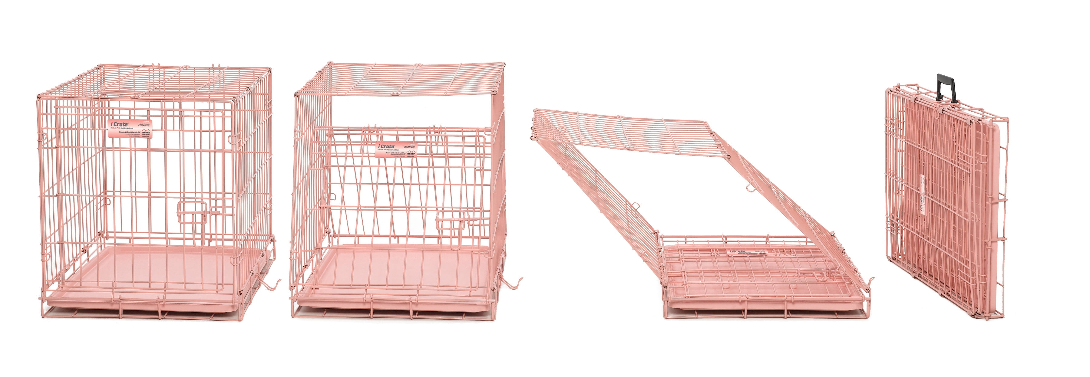 MidWest iCrate Folding Metal Dog Crate, Divider Panel, Floor Protecting feet, Leak-Proof Dog Pan , 24L x 18W x 19H, Pink - Image 4