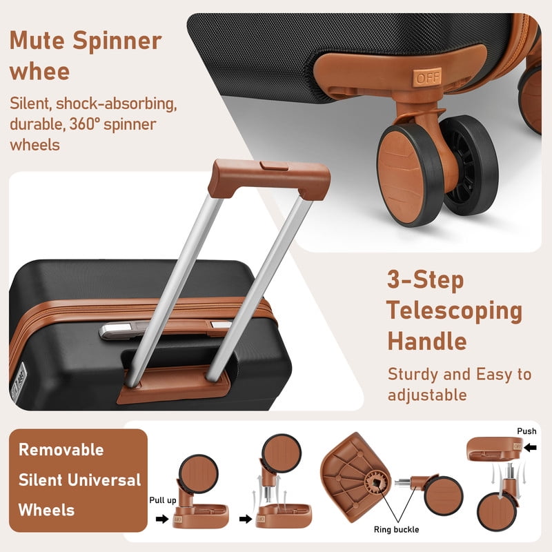 Joyway 3-Piece Luggage Set 20-Inch Carry-On Suitcase with Spinner Wheels TSA Lock Travel Duffel Bag and Toiletry Bag Hardside Lightweight Luggage Black - Image 6