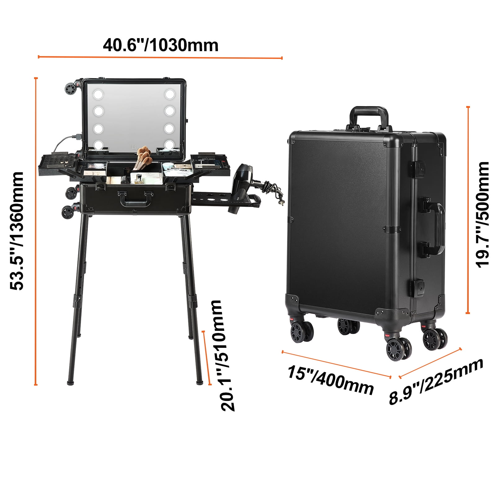 KFFKFF Professional Rolling Makeup Train Case Cosmetic Storage Free Standing - Image 4