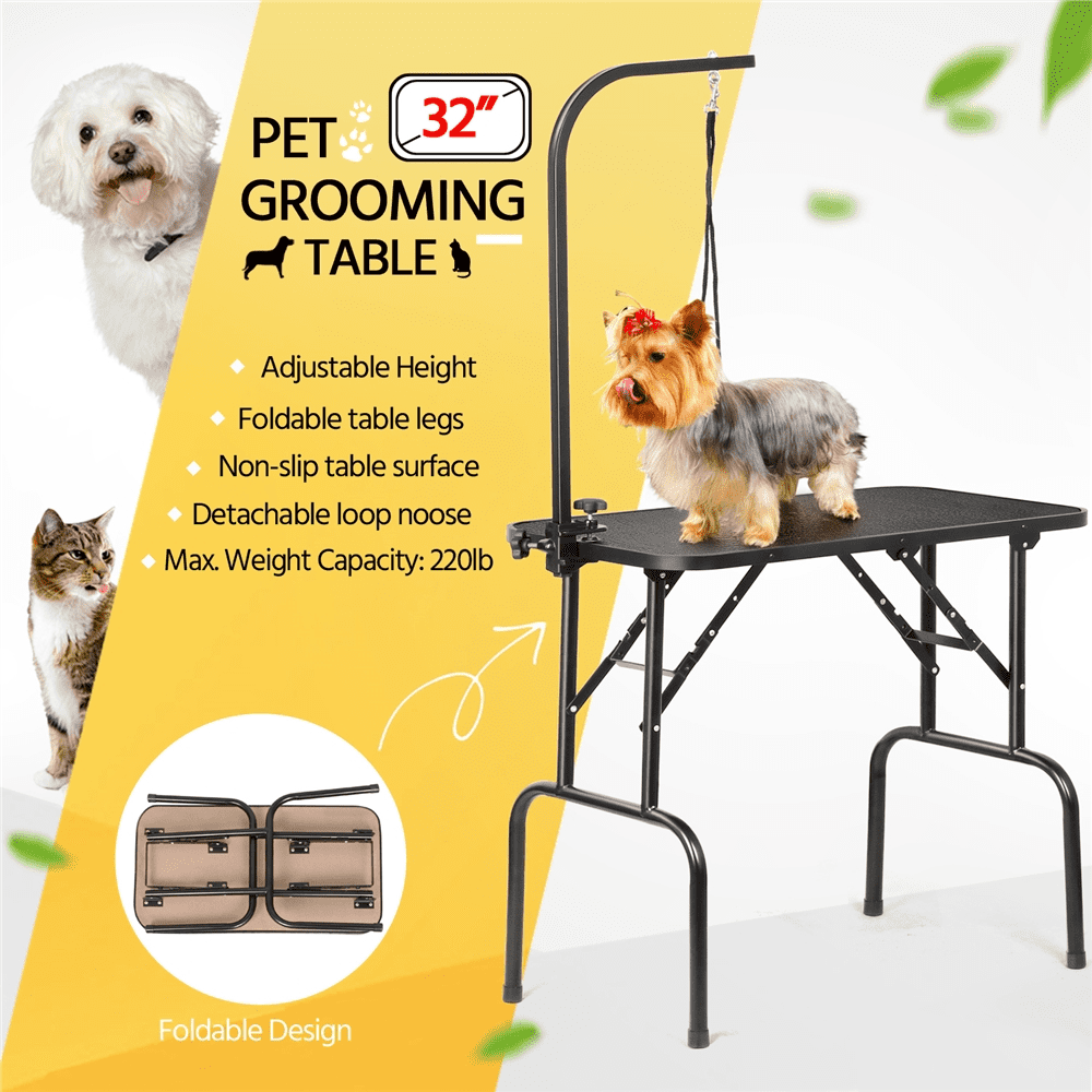 Yaheetech Professional 32" Foldable Pet Grooming Table with Arm Noose and Mesh Tray - Image 2