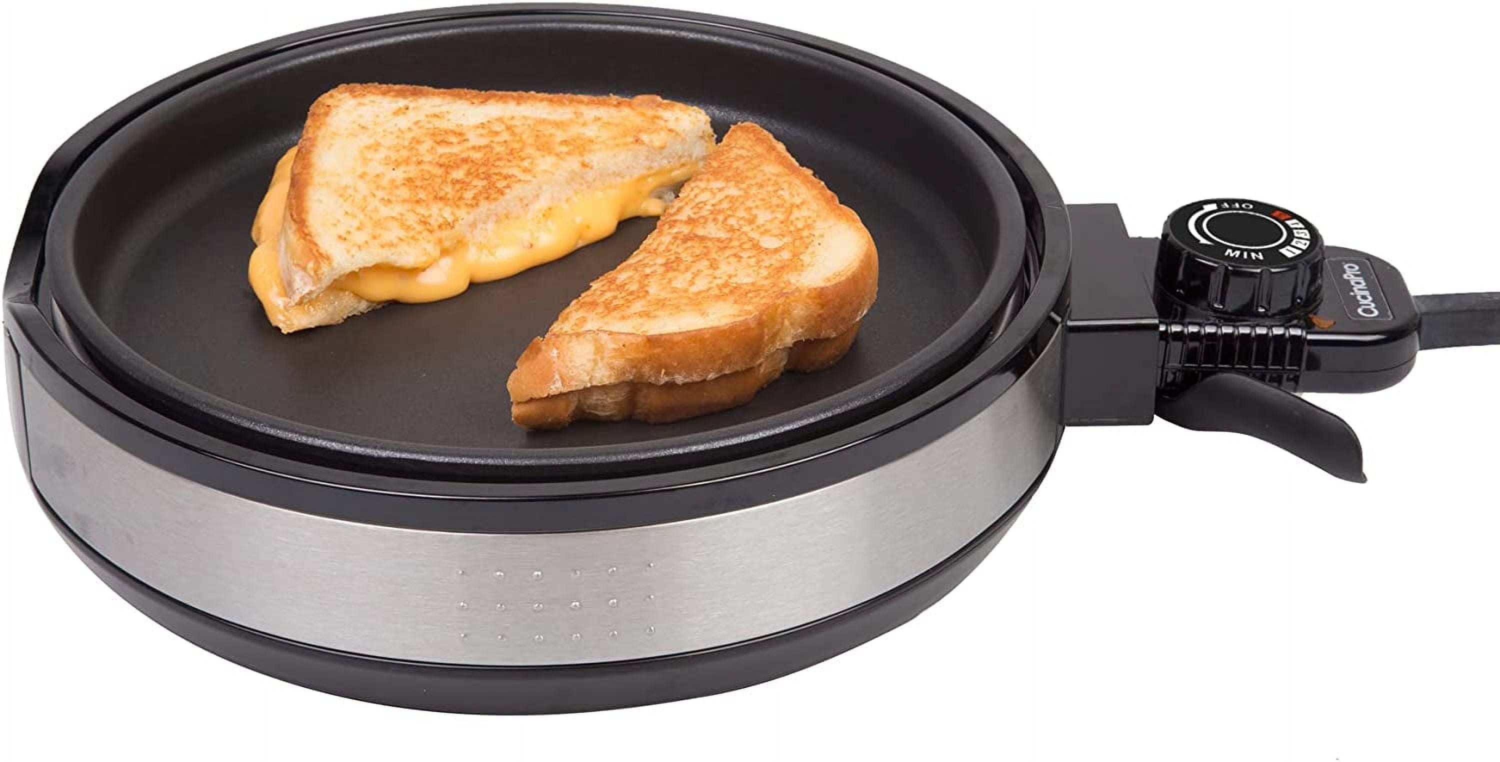 Cucinapro Multi Baker Deluxe- Baking Made Easy- Electric Appliance w Temp Control, 3 Interchangeable Skillets for Grilling, Baking or Dessert - Grilled Cheese, Omelets Pizza, Sandwiches, Cake Pops - Image 2