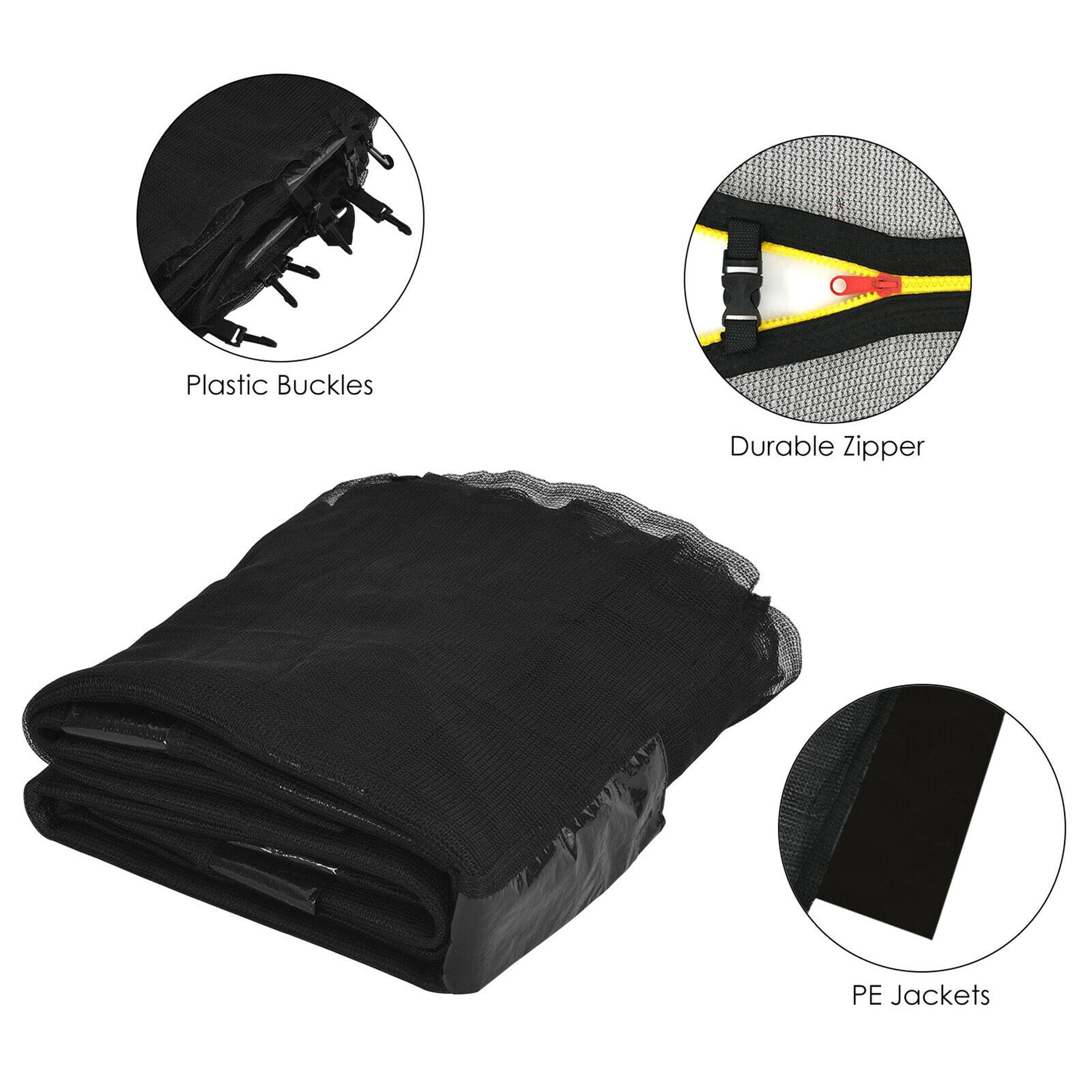Gymax 16FT Replacement Trampoline Safety Enclosure Net w/ Zipper & Buckle for 6 Poles - Image 4