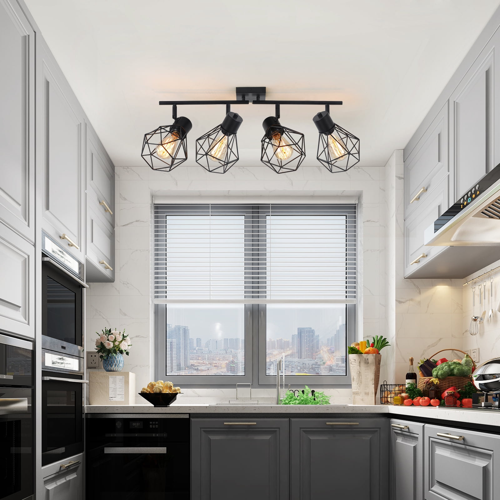 2" Contemporary Dimmable 4-Light Flush Mount Light, Black - Image 4