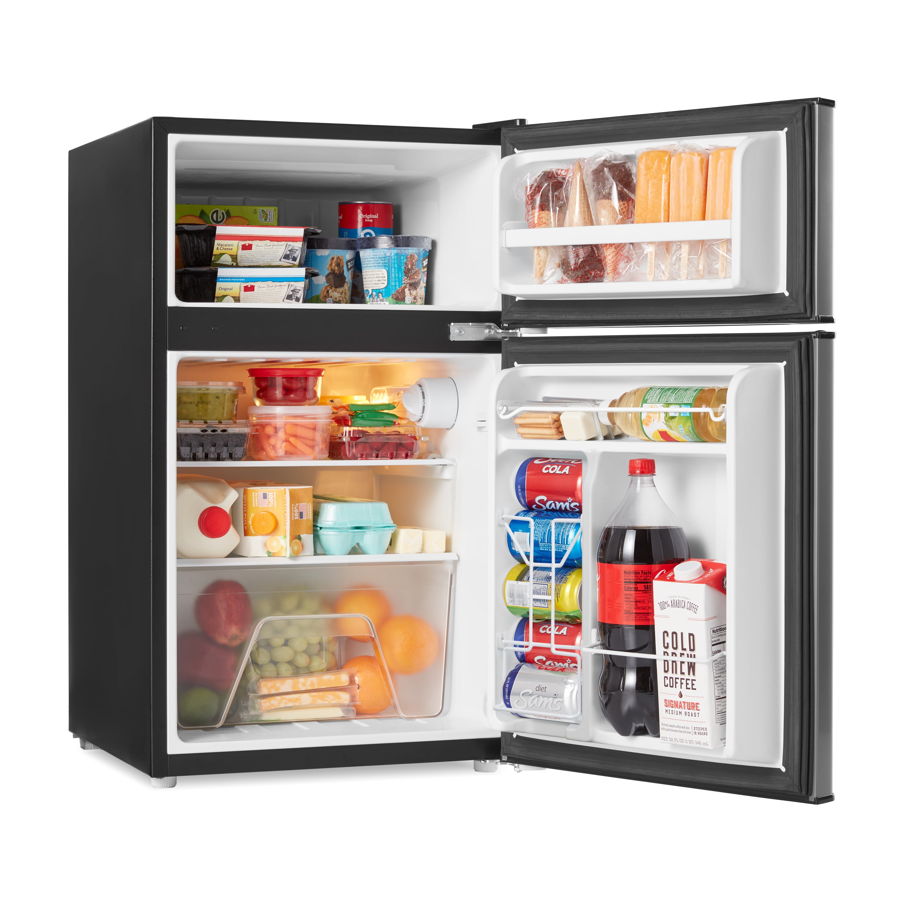 Galanz 3.1 Cu ft Two Door Mini Fridge with Freezer GL31BK, Black - Image 3