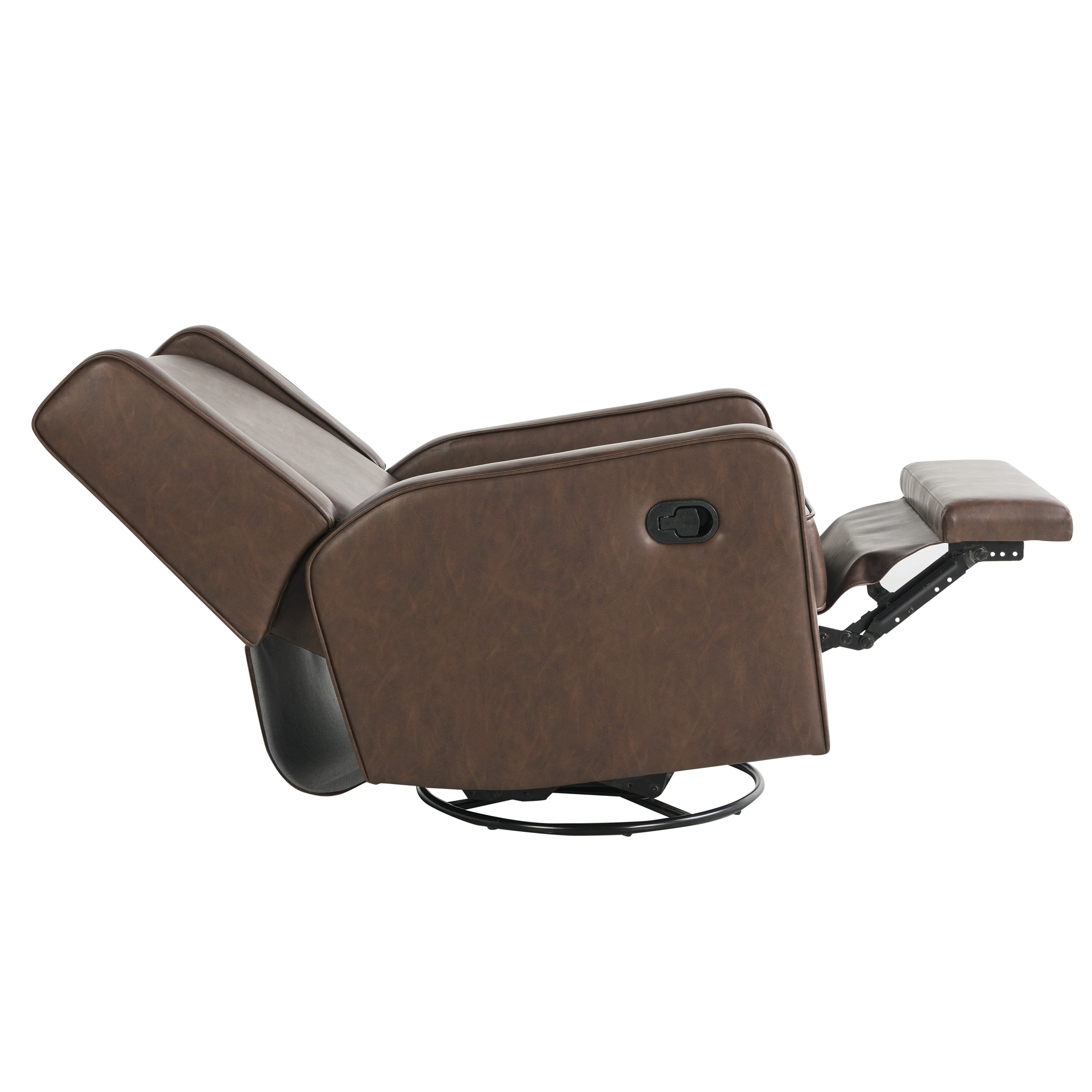 Relax A Lounger Easton Modern Swivel Recliner, Brown Faux Leather - Image 2